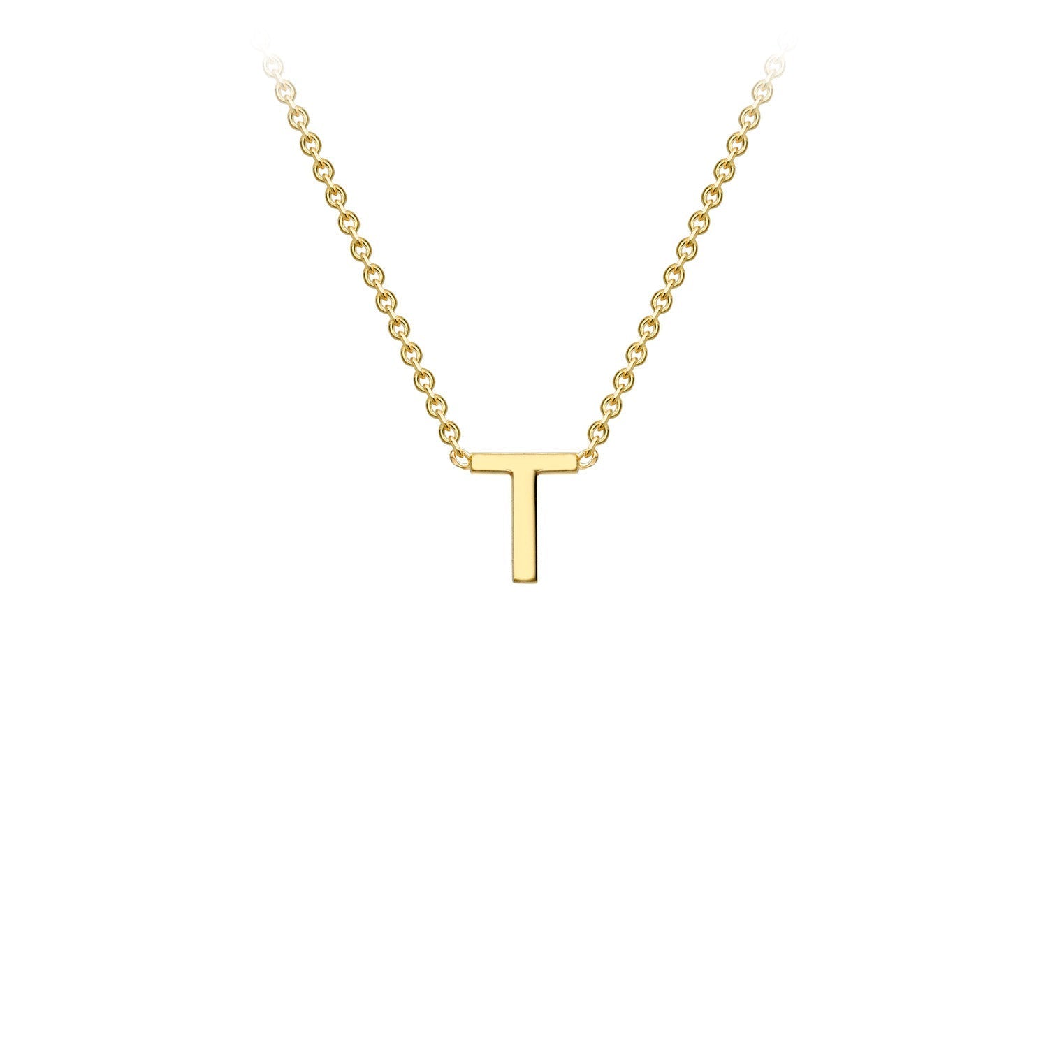 9ct Yellow Gold 'T' Initial Adjustable Letter Necklace 38/43cm