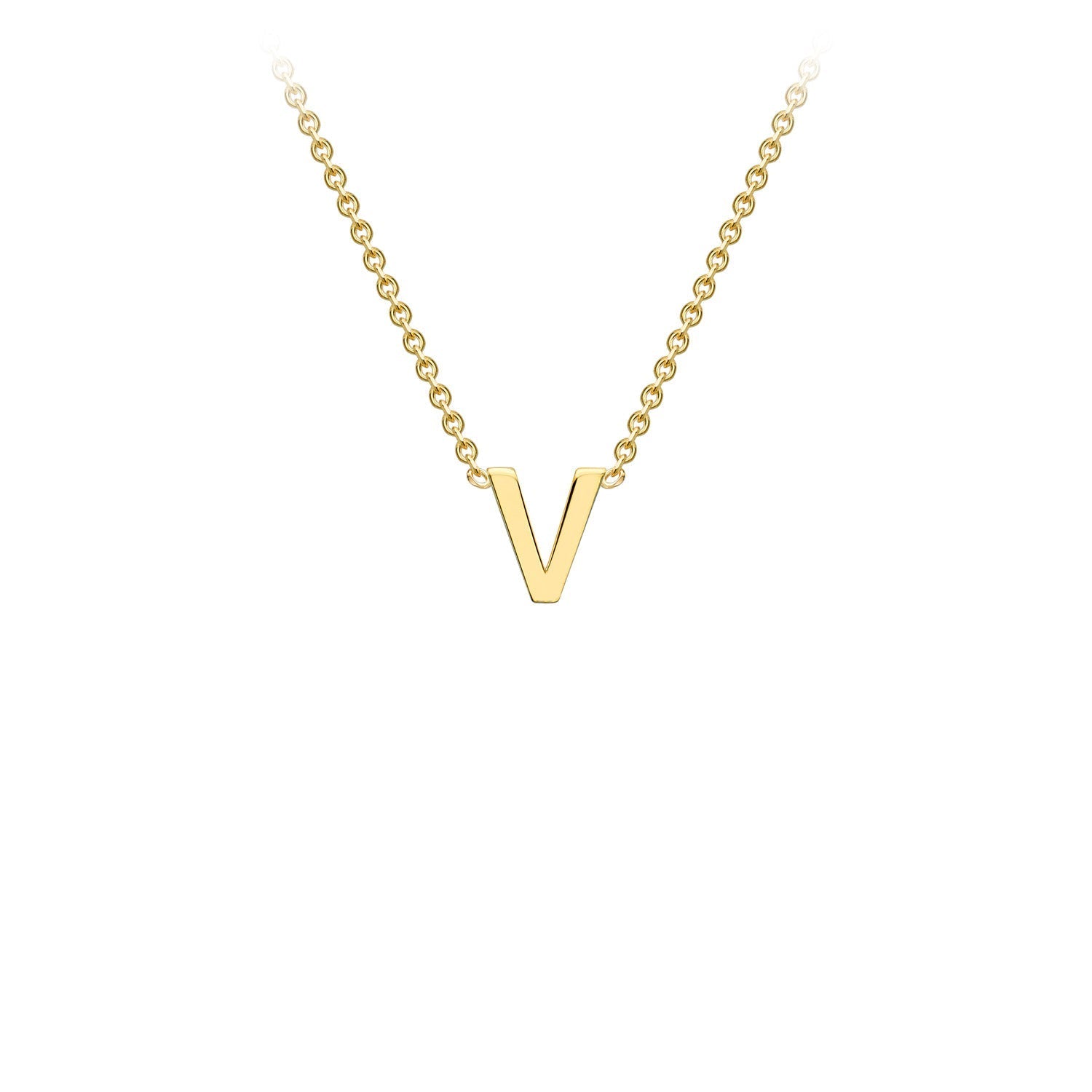 9ct Yellow Gold 'V' Initial Adjustable Letter Necklace 38/43cm