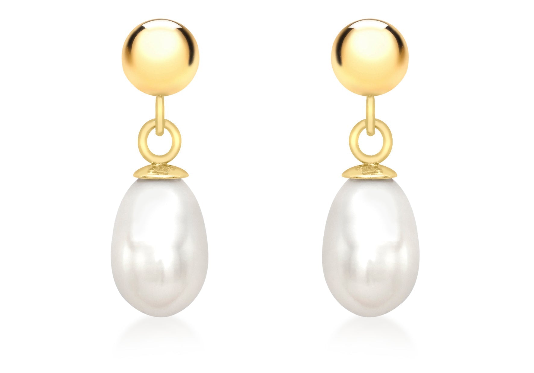 9ct Yellow Gold Pearl Drop Earrings 5mm