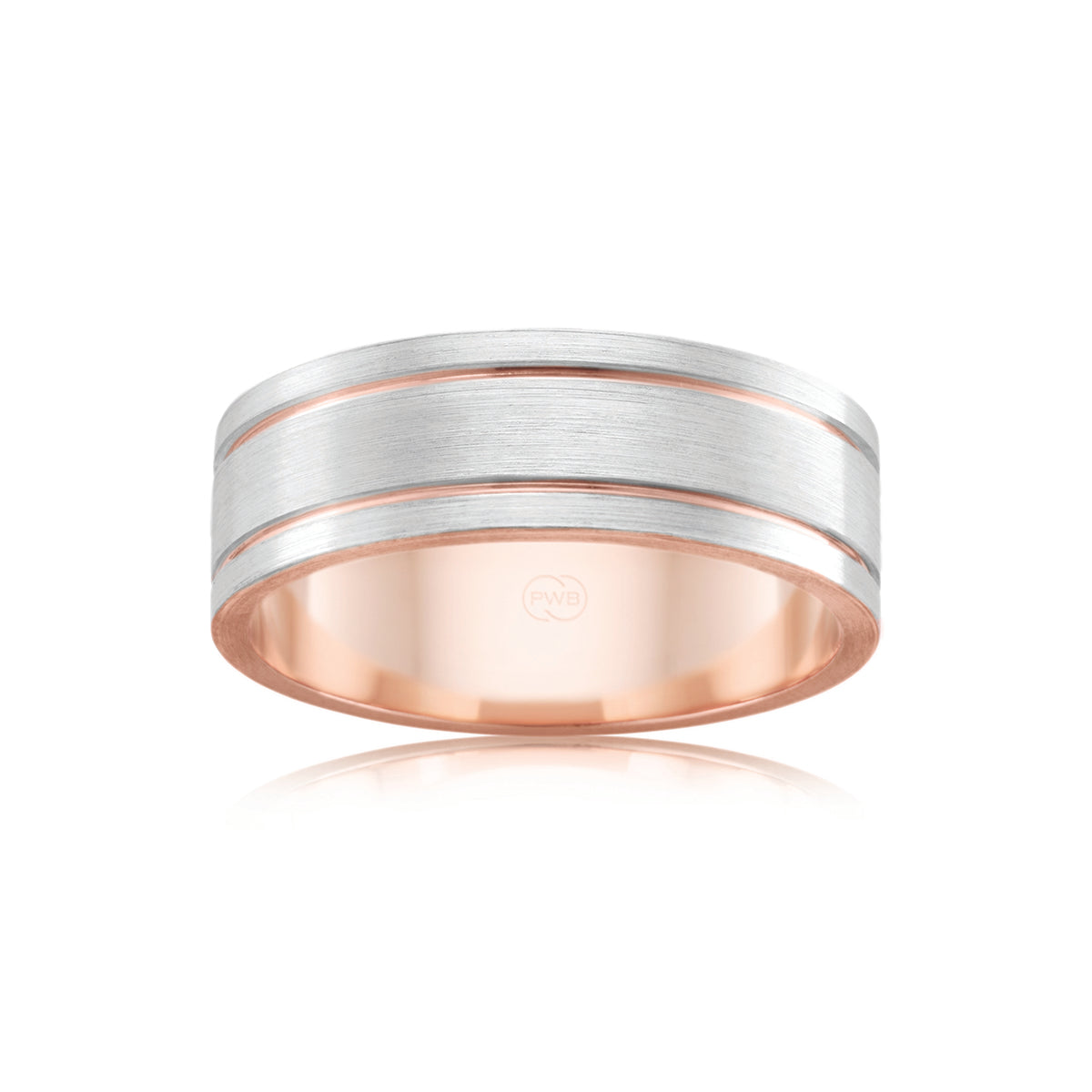 9ct Two-Tone Gold Faceted Sleeved Wedding Ring