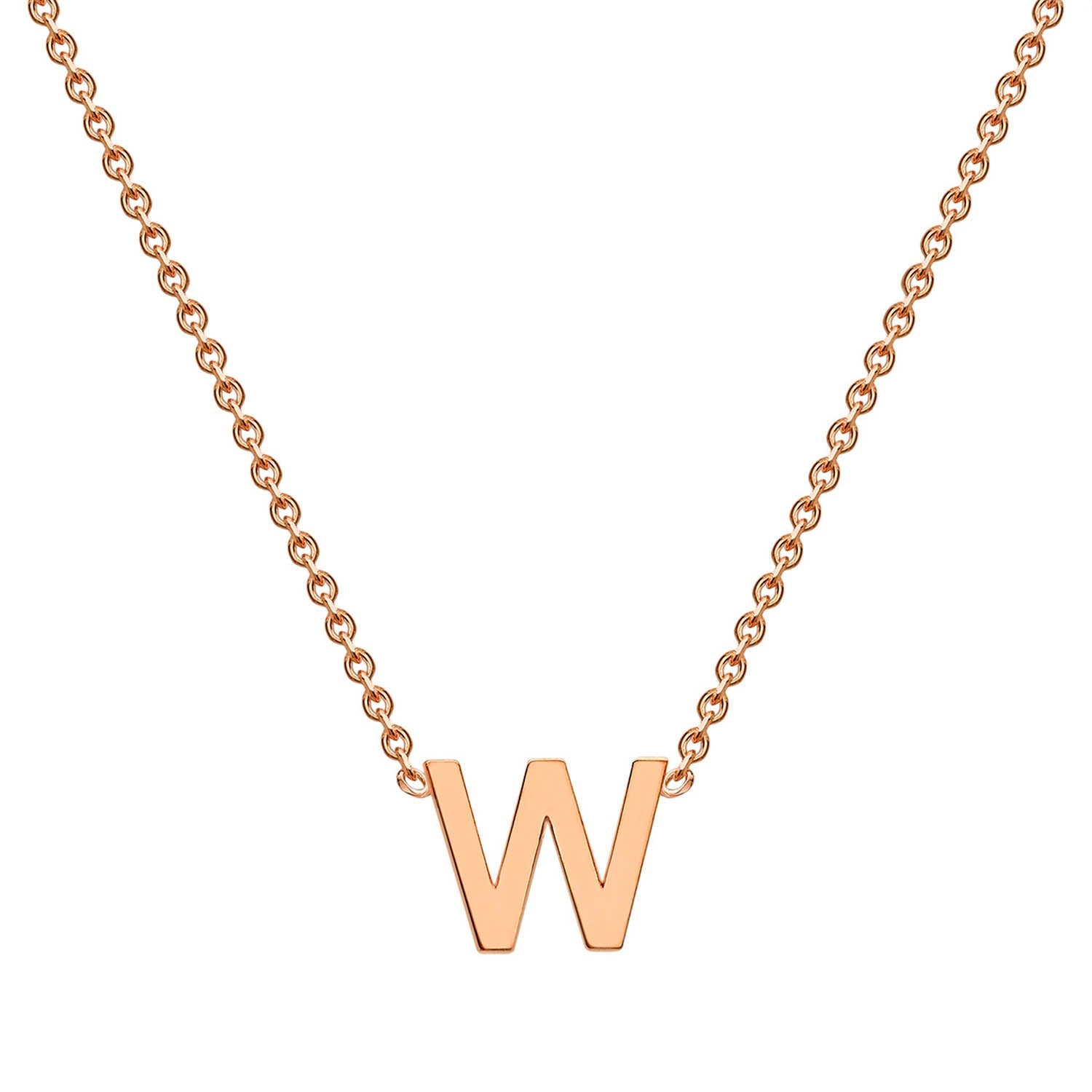 9ct Rose Gold 'W' Initial Adjustable Letter Necklace 38/43cm