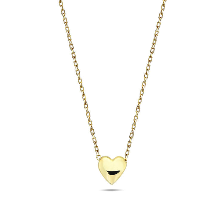9ct Yellow Gold Puff Heart Necklace 45cm