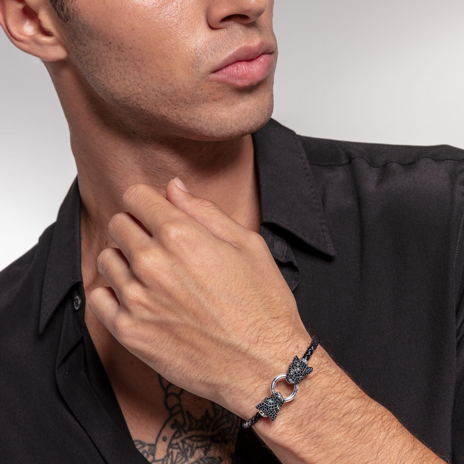 THOMAS SABO Leather Strap Black Cat