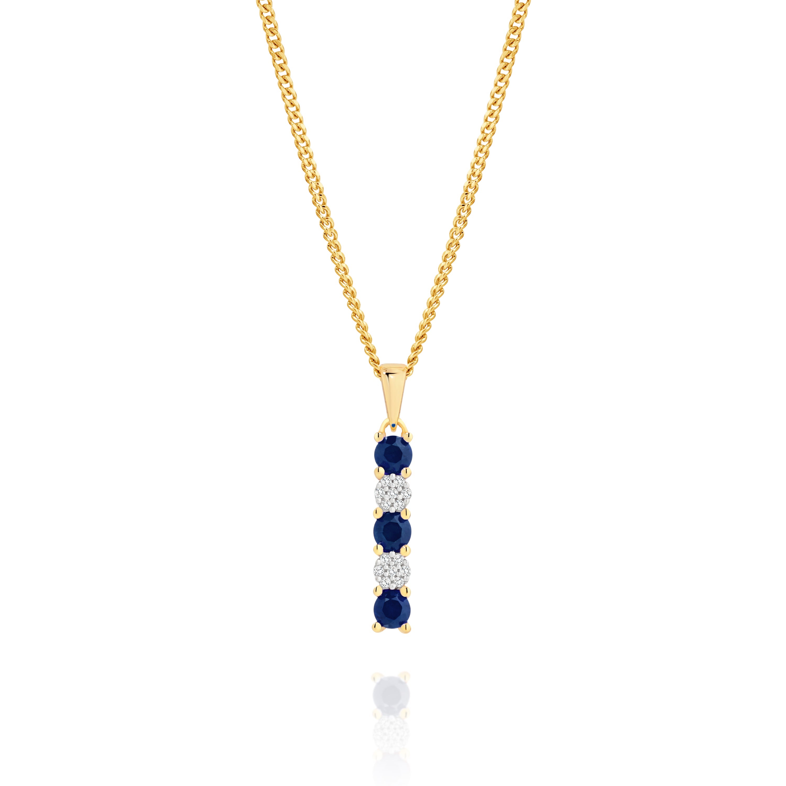 9ct blue sapphire & diamond cluster pendant