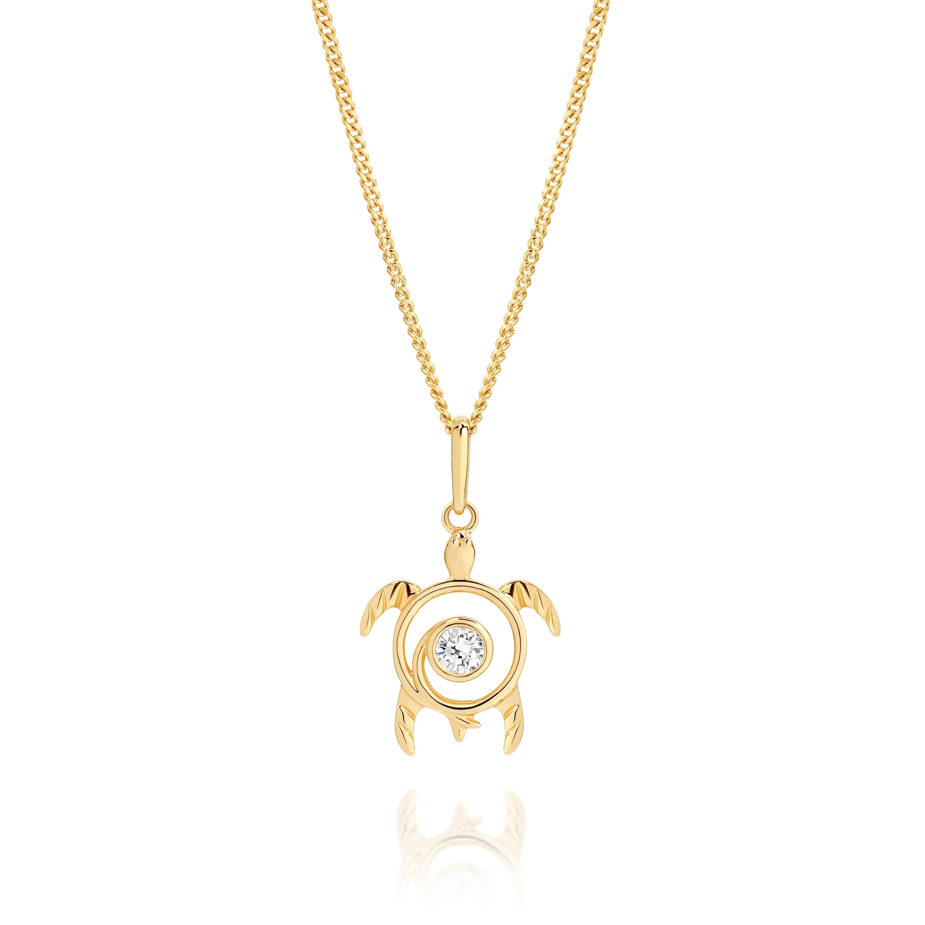 9ct cubic zirconia sea turtle pendant