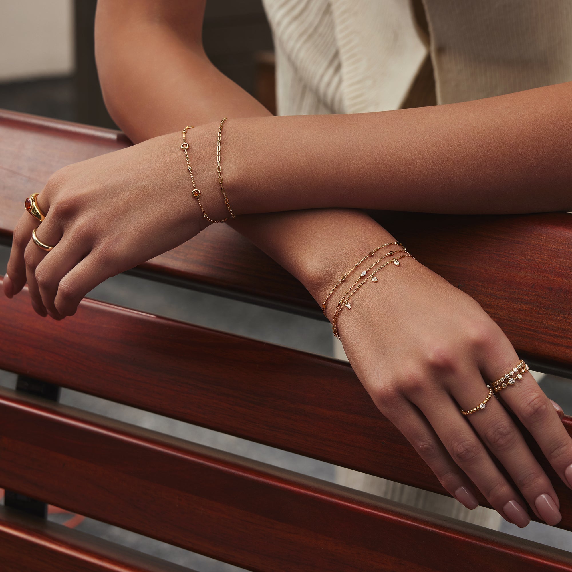 Gold Nano Gem Station Bracelet