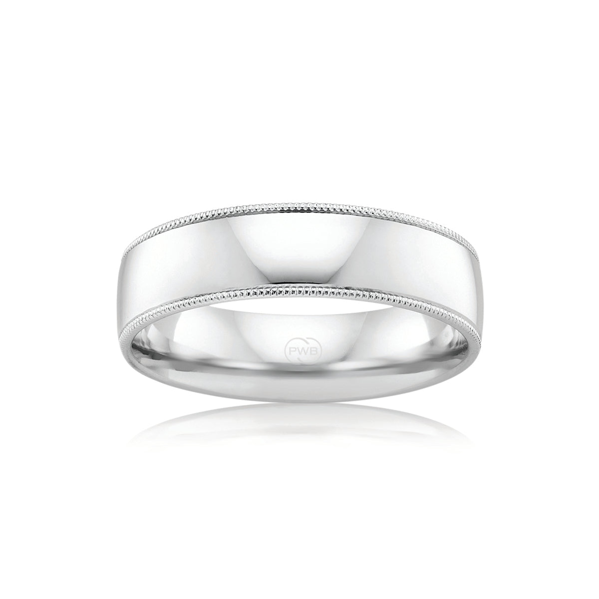 9ct White Gold Faceted Millgrain Edge Wedding Ring
