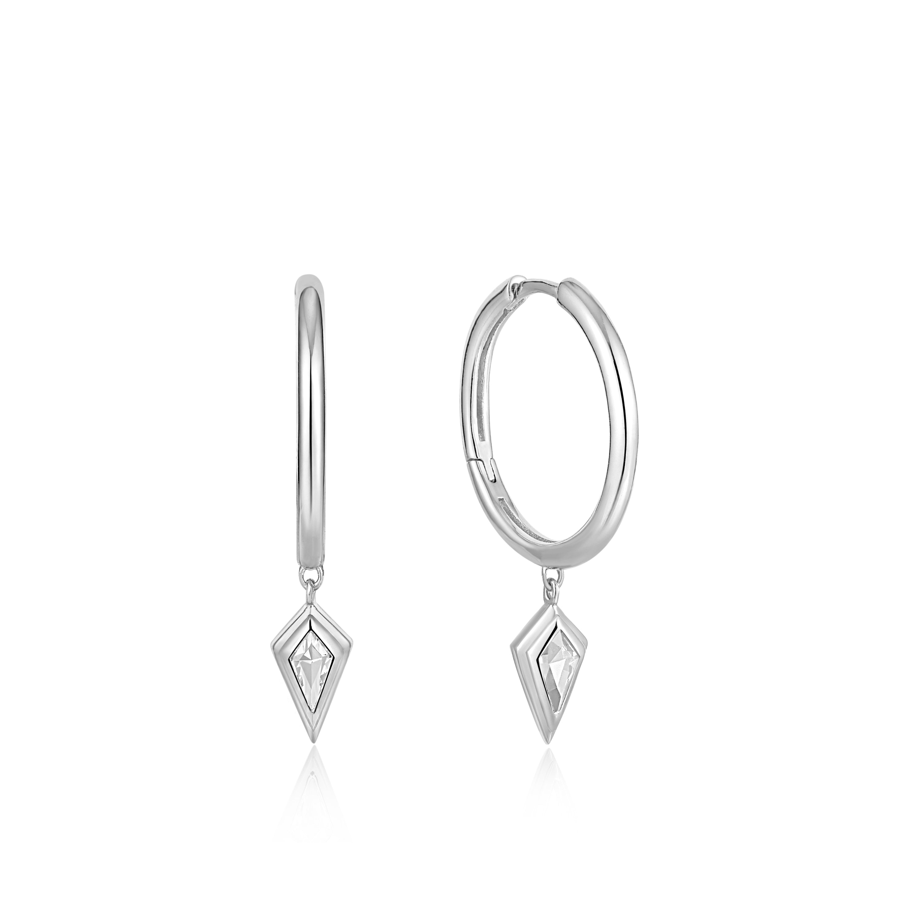 Ania Haie Silver Sparkle Drop Pendant Hoop Earrings
