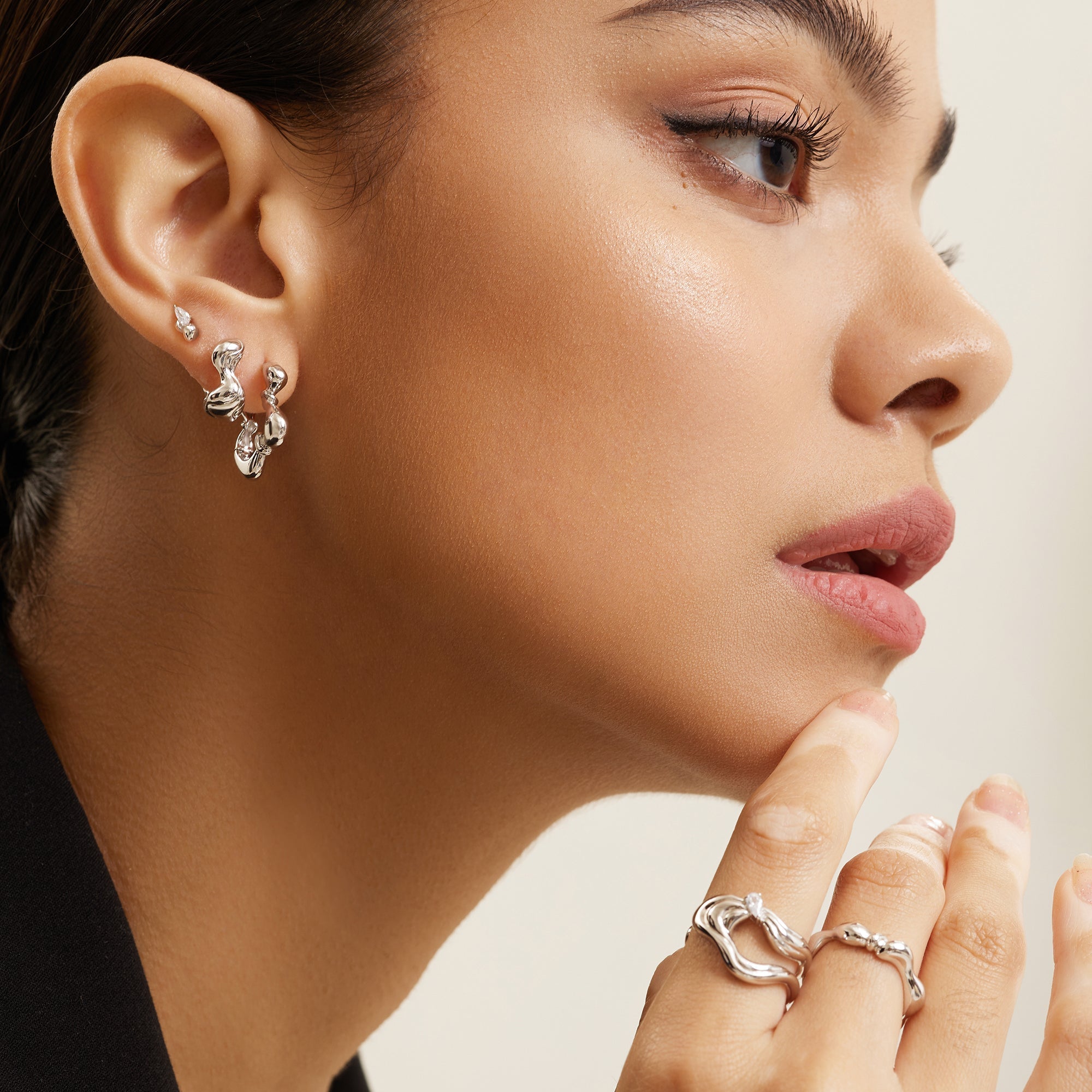 Ania Haie Silver Twisted Wave Thick Hoop Earrings