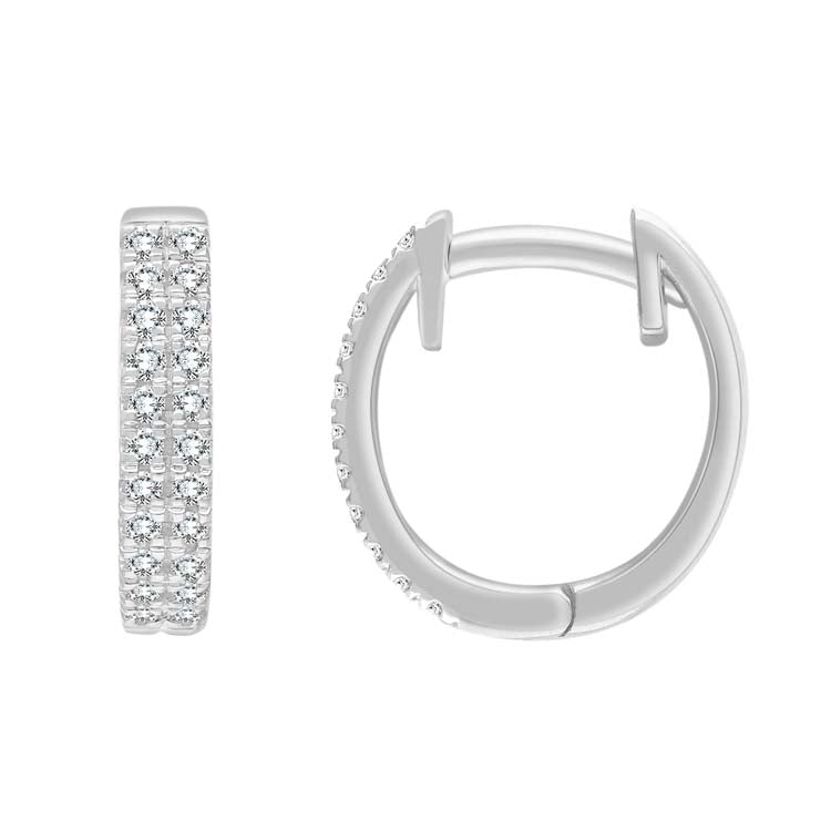 0.25ct Diamond Double Row Huggie in 9ct White Gold