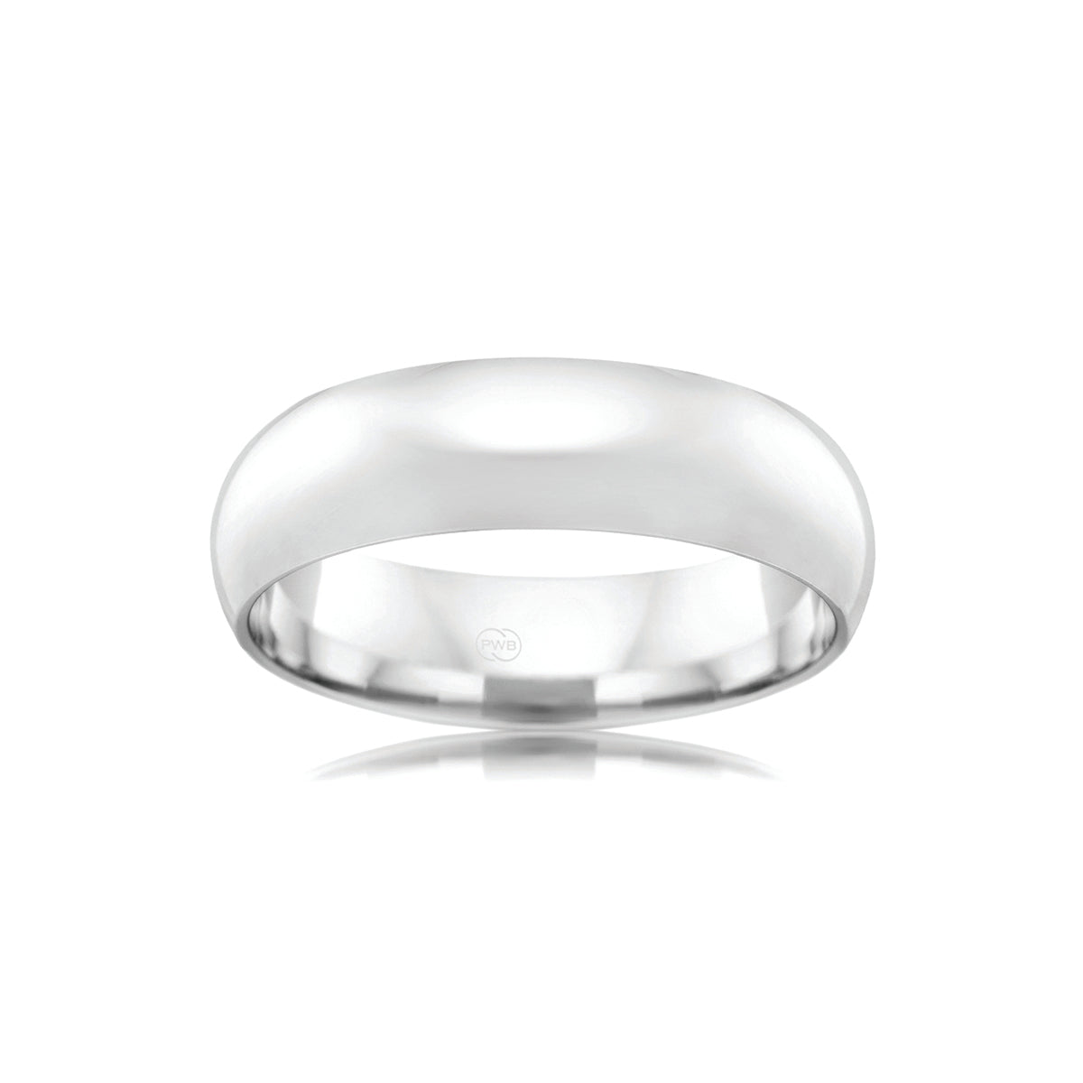 9ct White Gold High Dome Wedding Ring