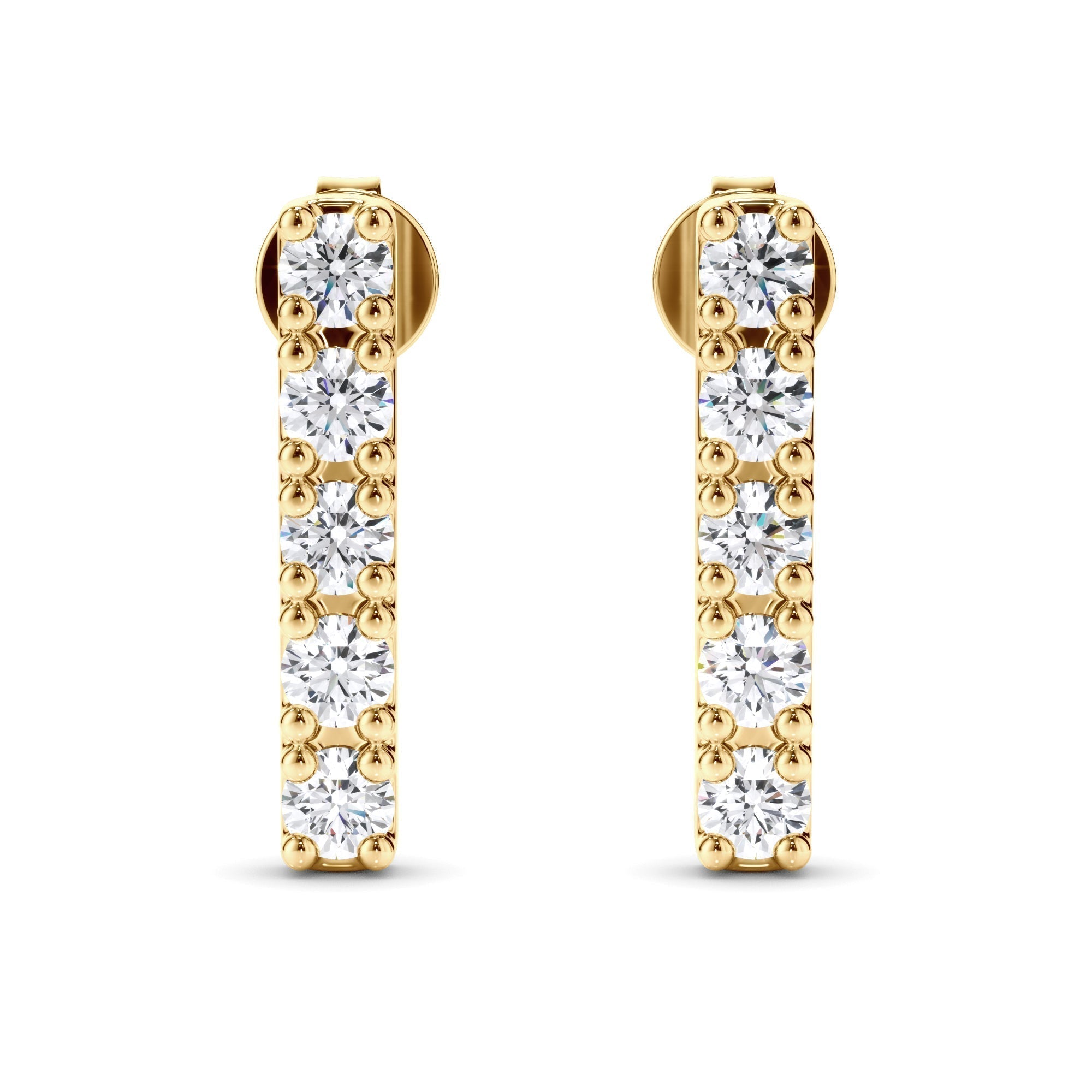 5-Stone Round Brilliant Cut Diamond Bar Earrings