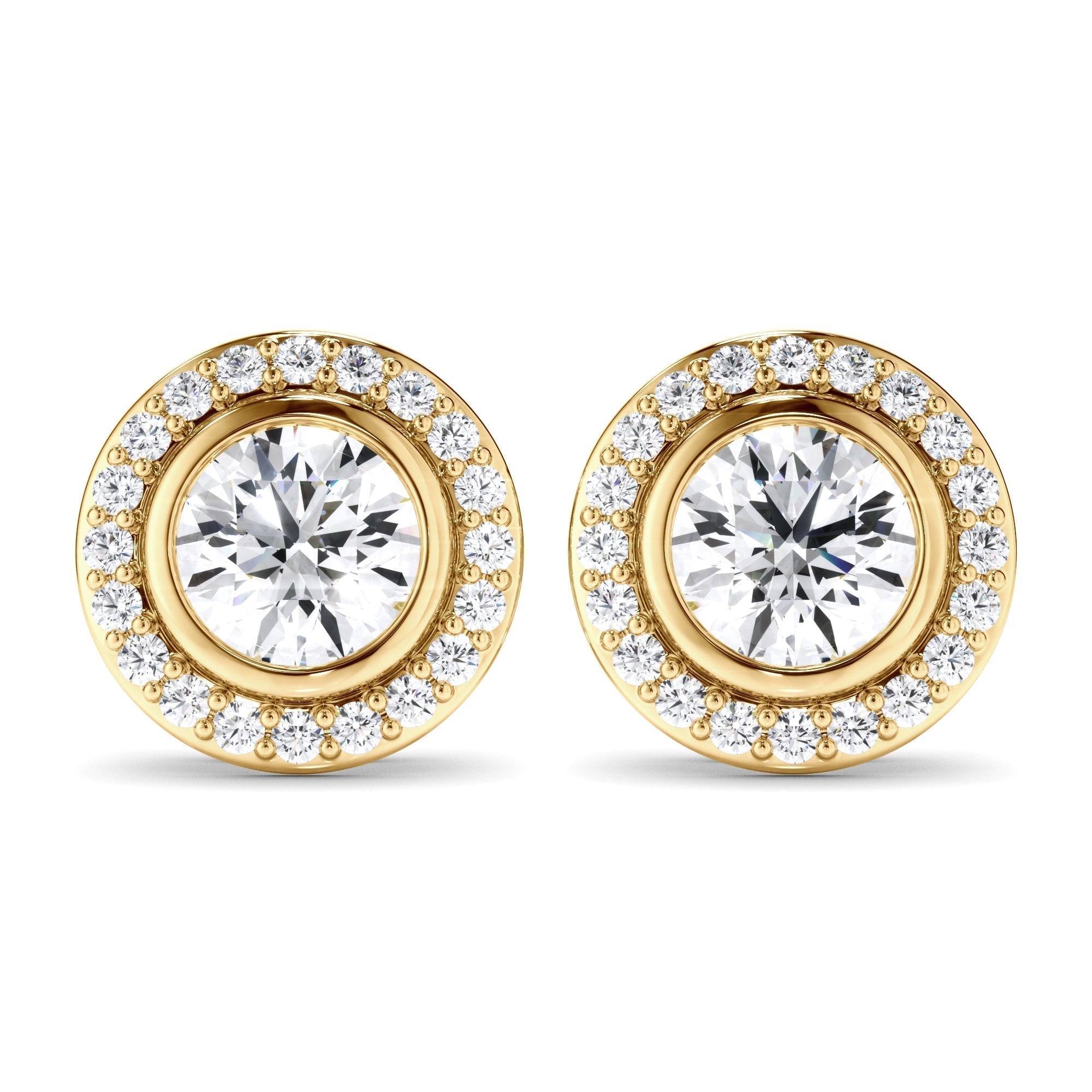 Round Brilliant Cut Diamond Halo Stud Earrings