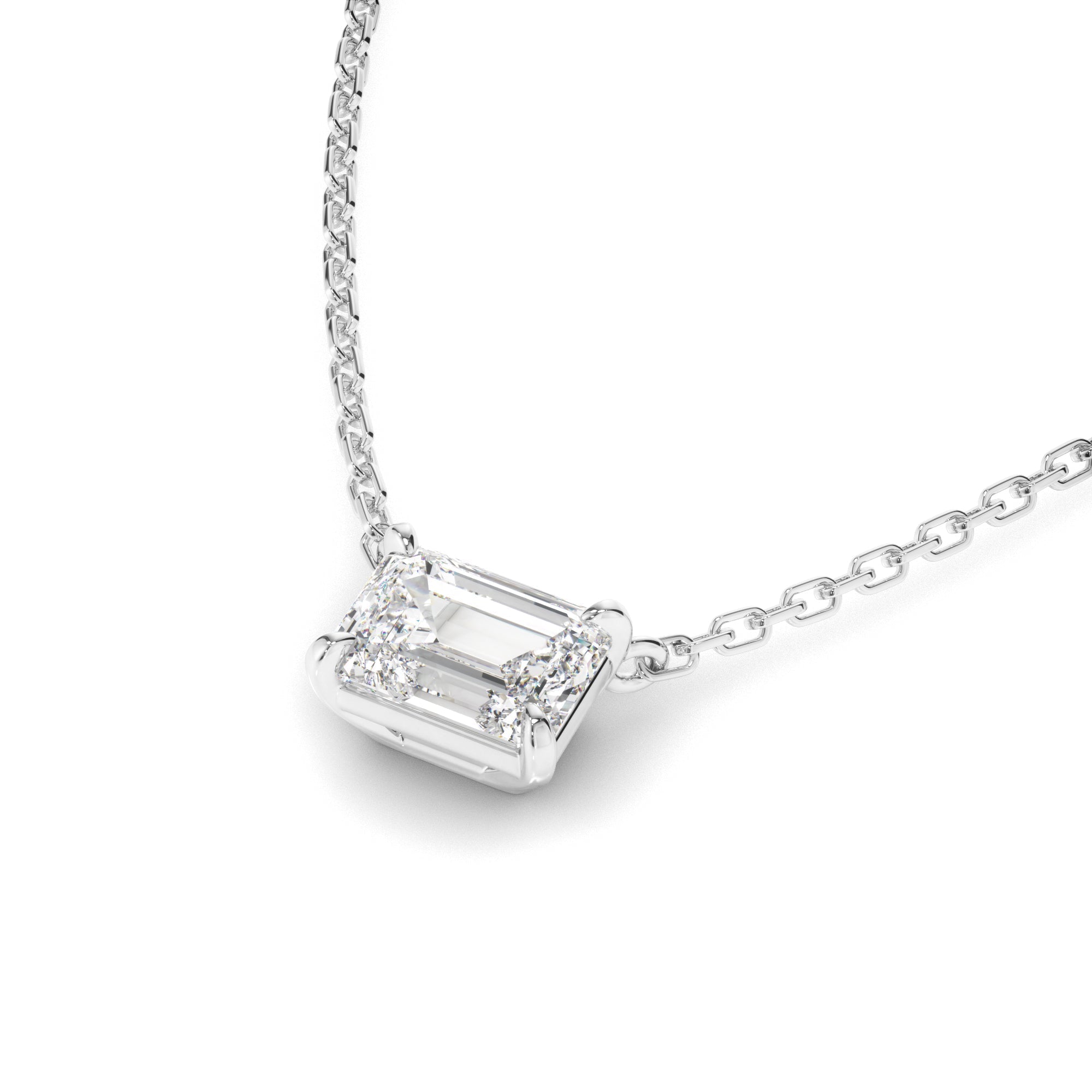 East West Emerald Cut Diamond Necklet