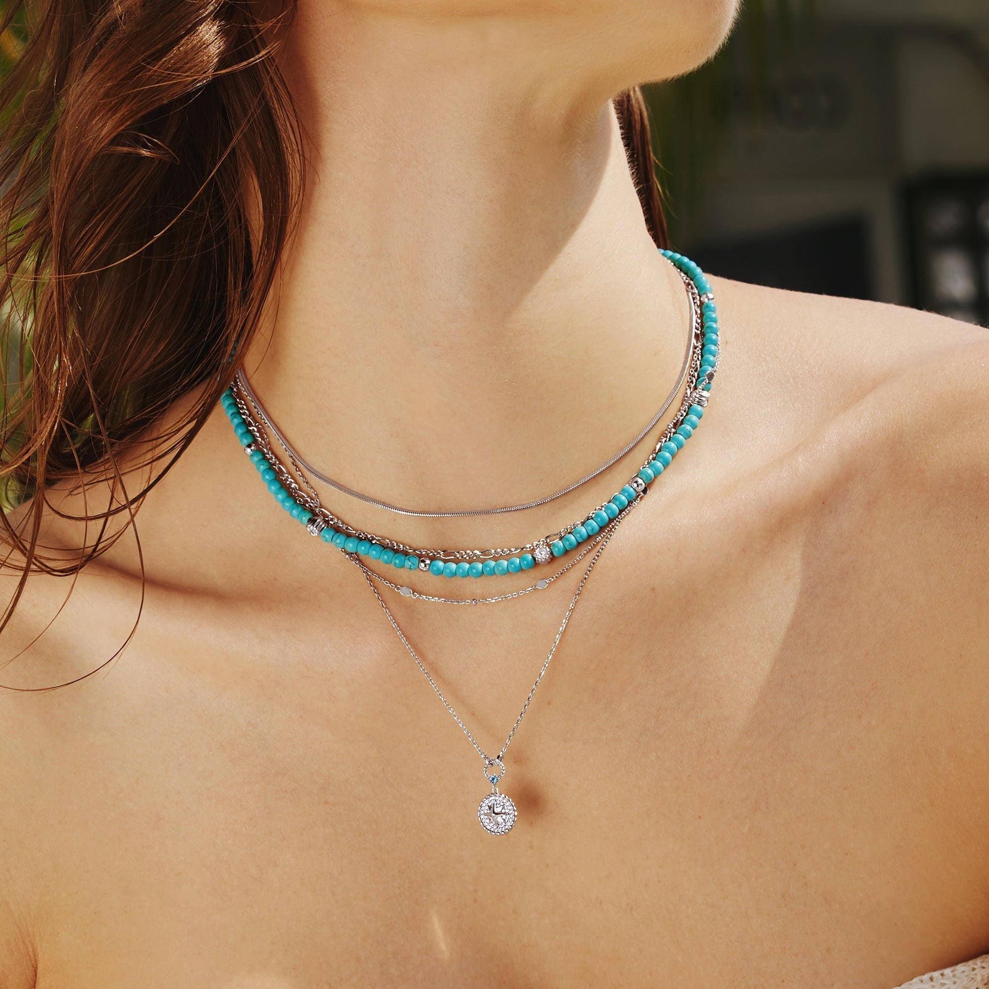 Ania Haie Silver Disc Station Necklace