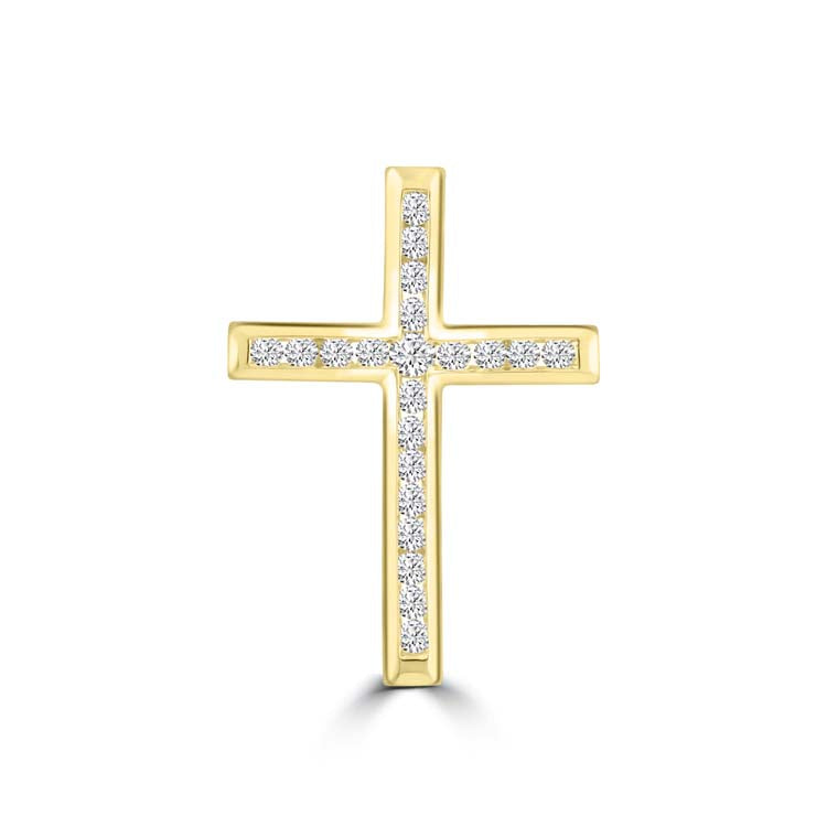 Diamond Cross Pendant with 0.50ct Diamonds in 9ct Yellow Gold - PC-0172-Y