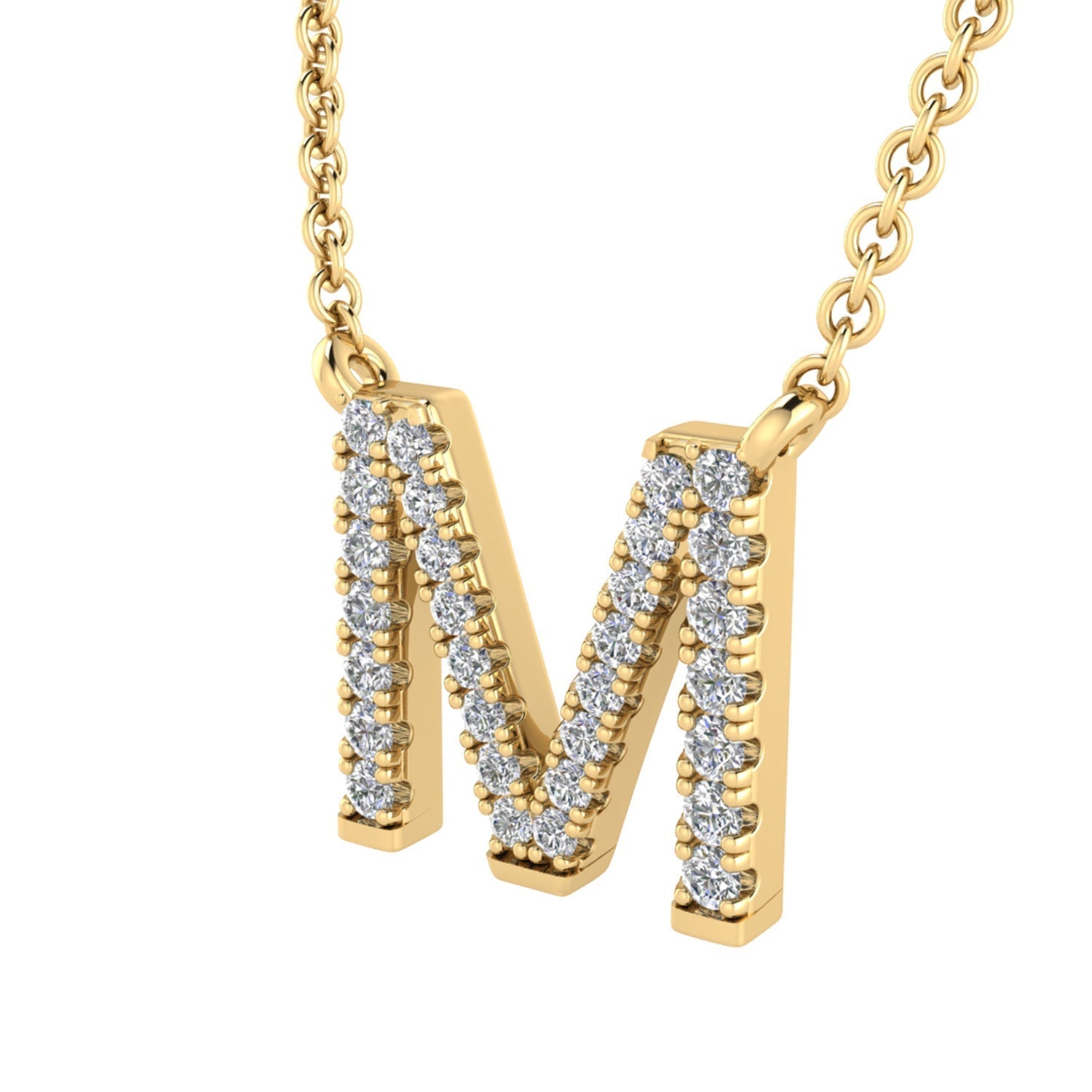 9ct Yellow Gold Diamond Initial 'M' Necklace
