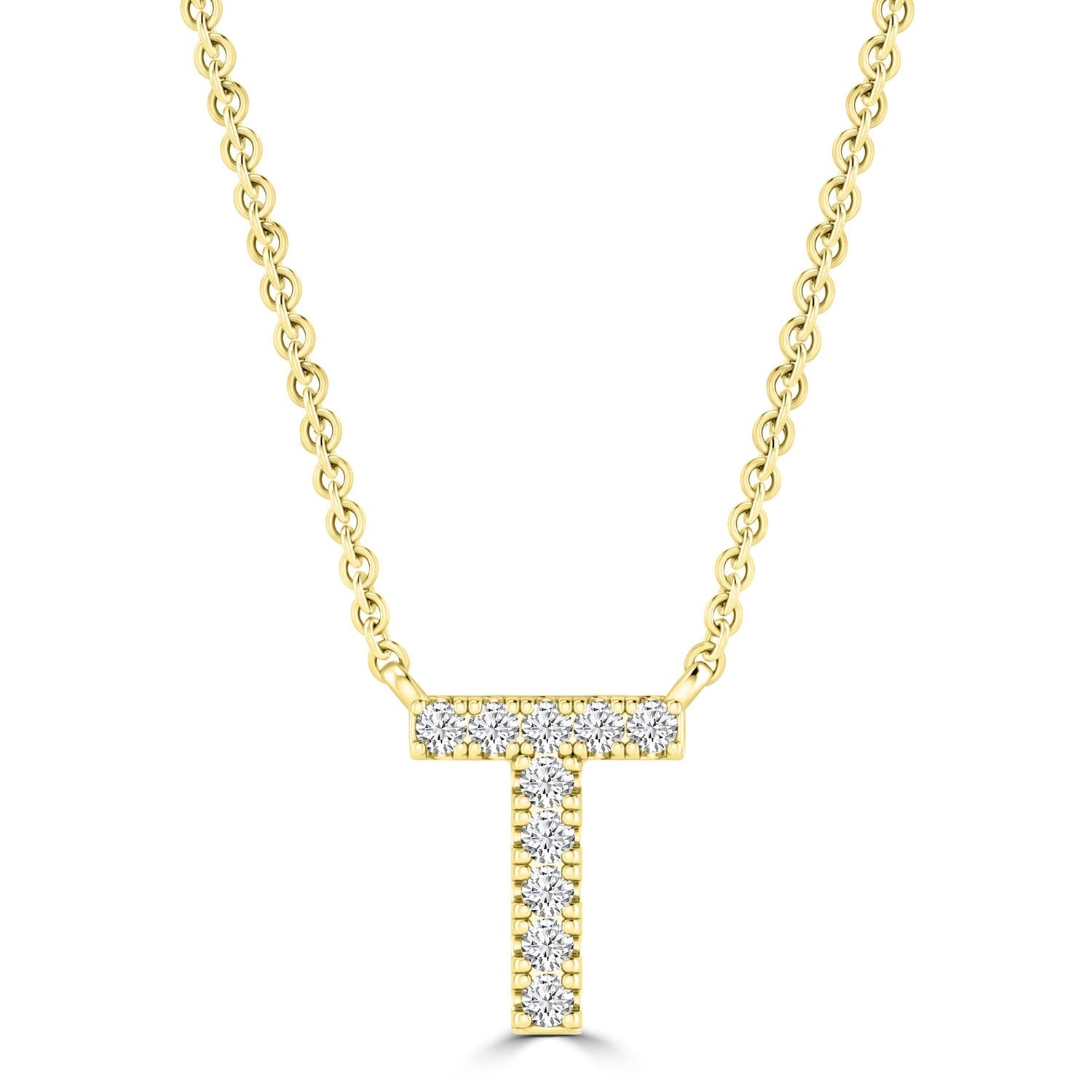 9ct Yellow Gold Diamond Initial 'T' Necklace