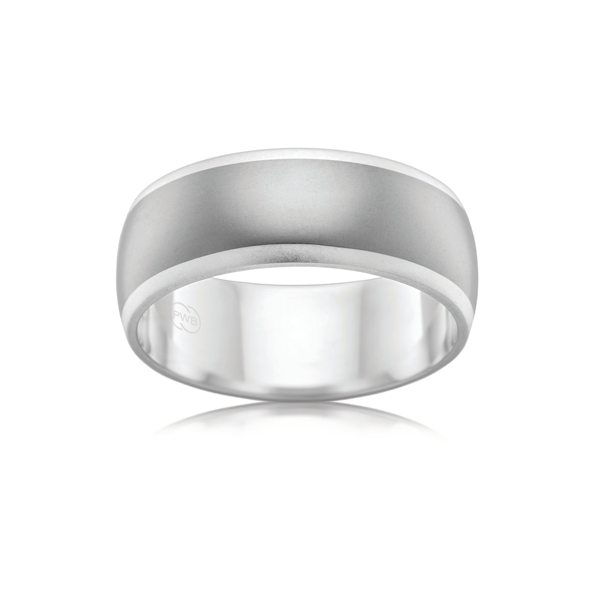 9ct White Gold and Titanium Pearl Finish Ring