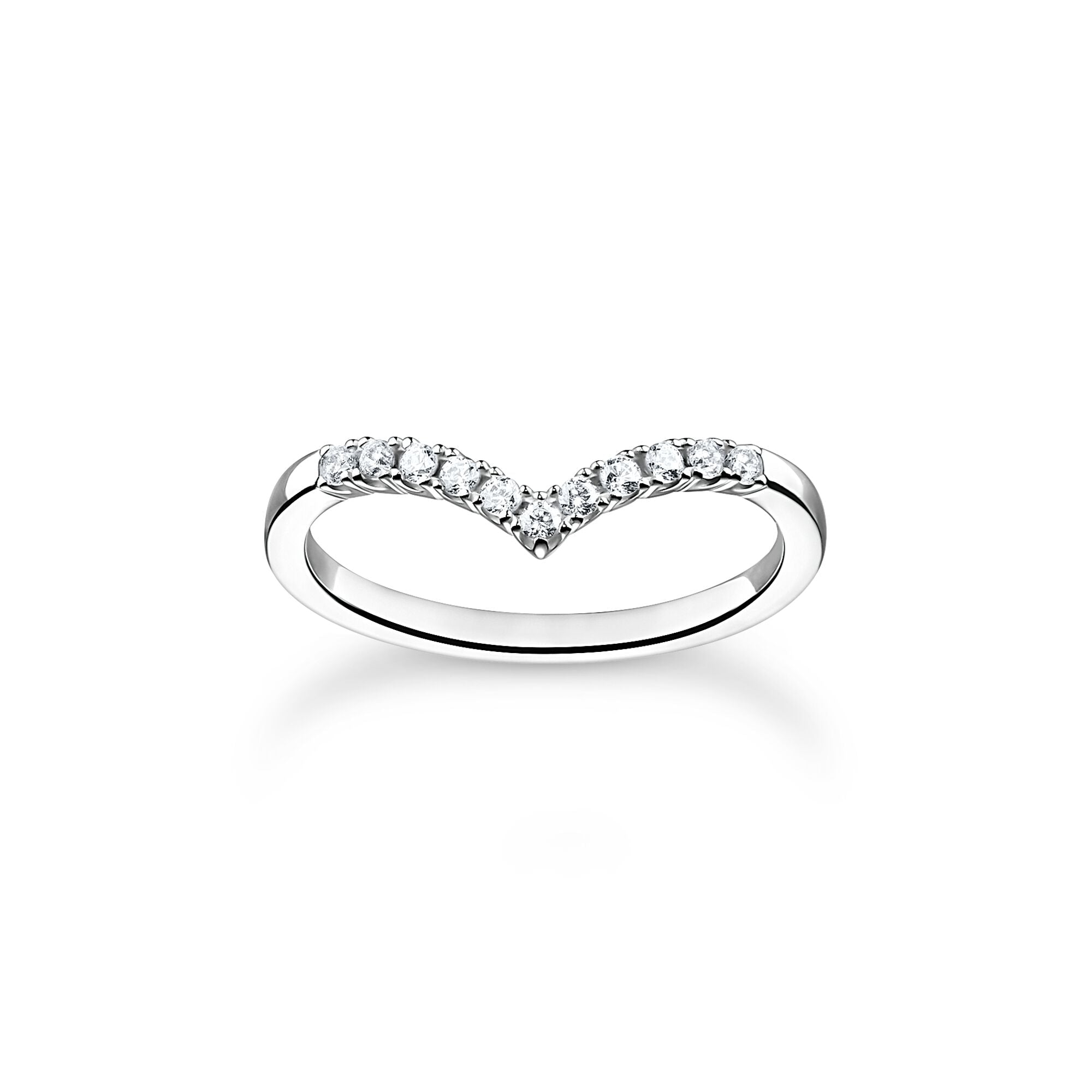 THOMAS SABO Ring V-shape with white stones silver