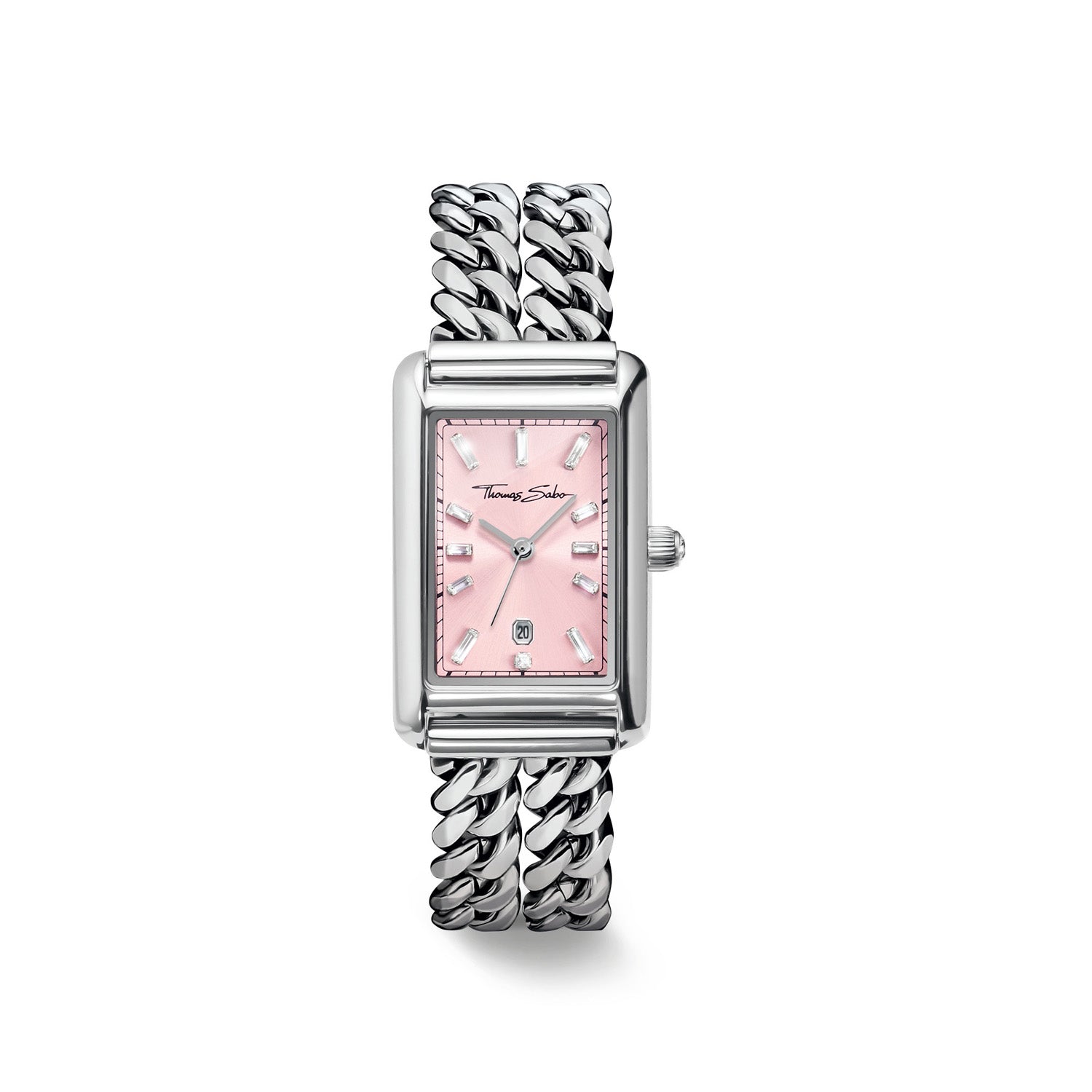 THOMAS SABO Ladies Rectangular Silver Watch with Pink Dial