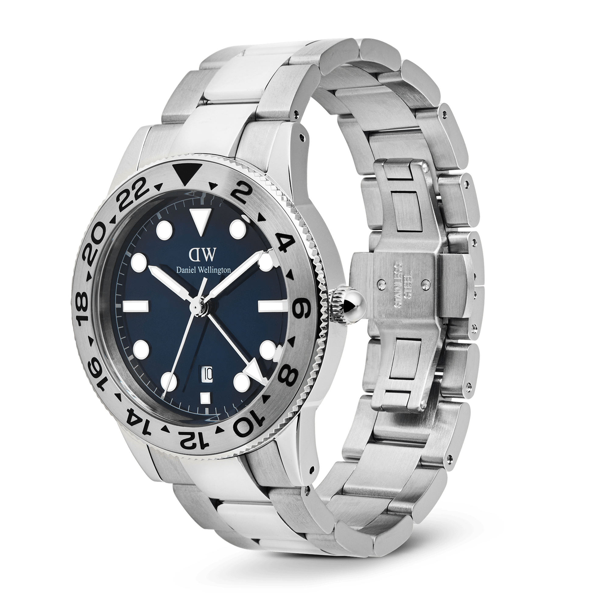 Daniel Wellington Iconic GMT Link Brushed Bezel Silver