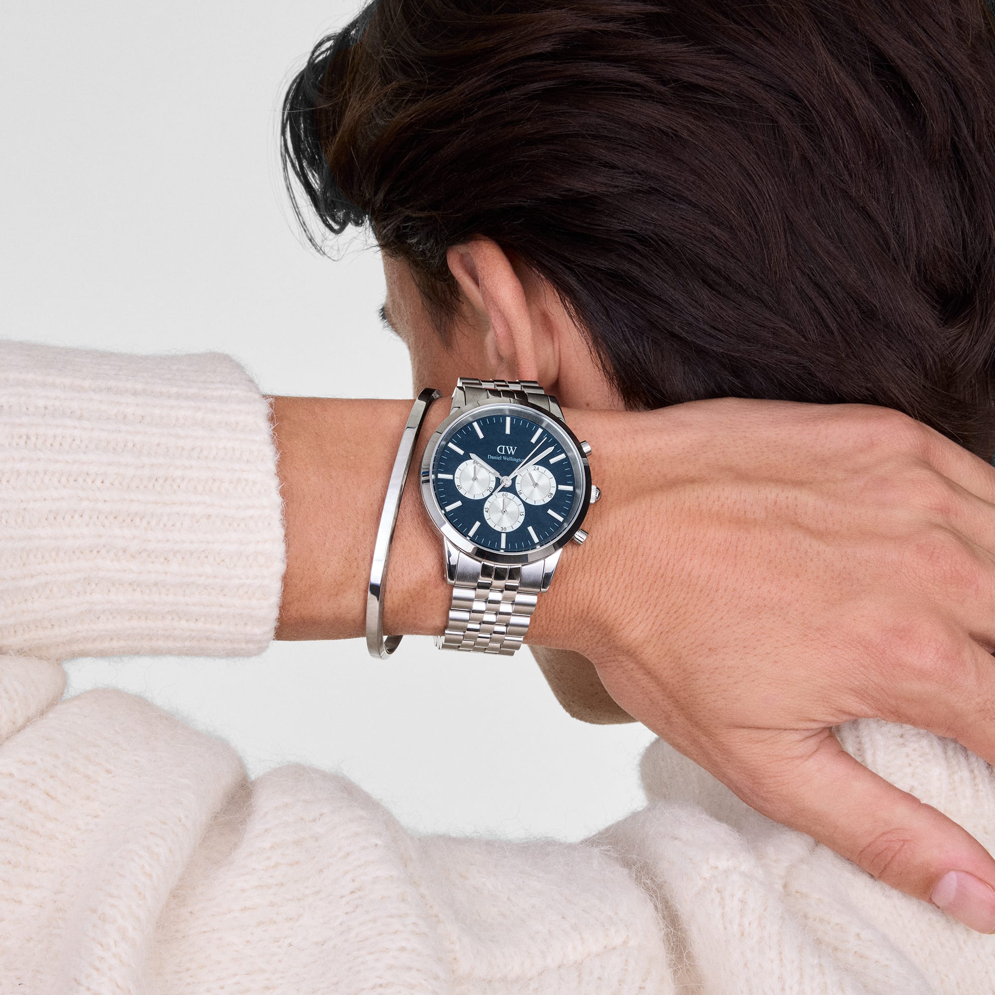 Daniel Wellington Iconic Chronograph Arch 5-Link Arctic Panda Silver