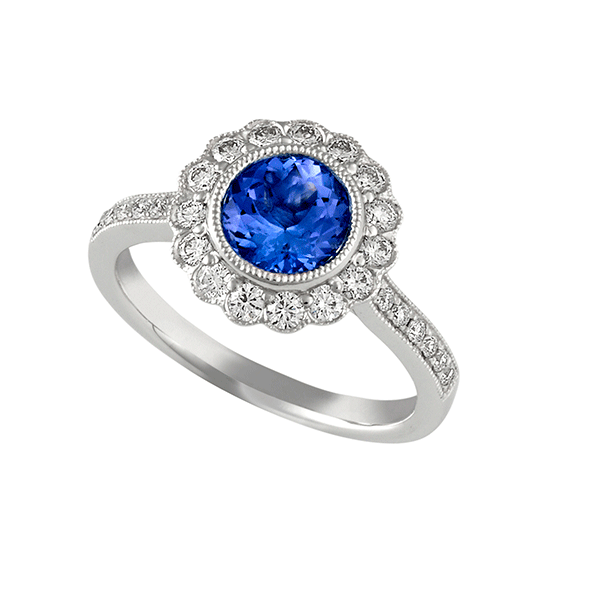 18ct Gold Round Tanzanite Ring