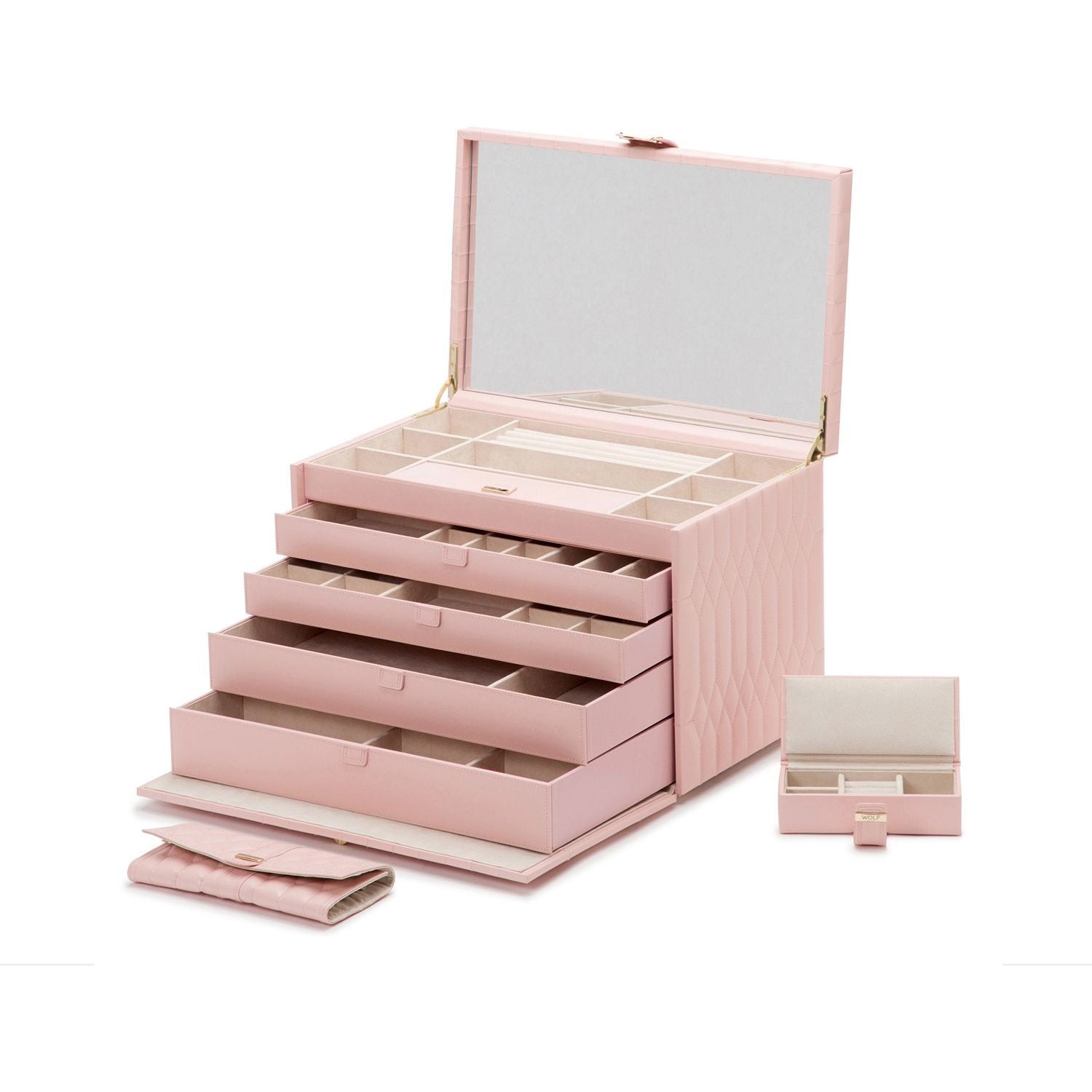 Wolf Caroline E-Large Jewellery Case Rose Quartz