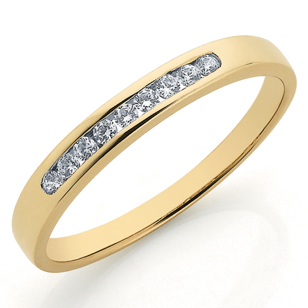 9ct Gold Diamond Channel Set Band