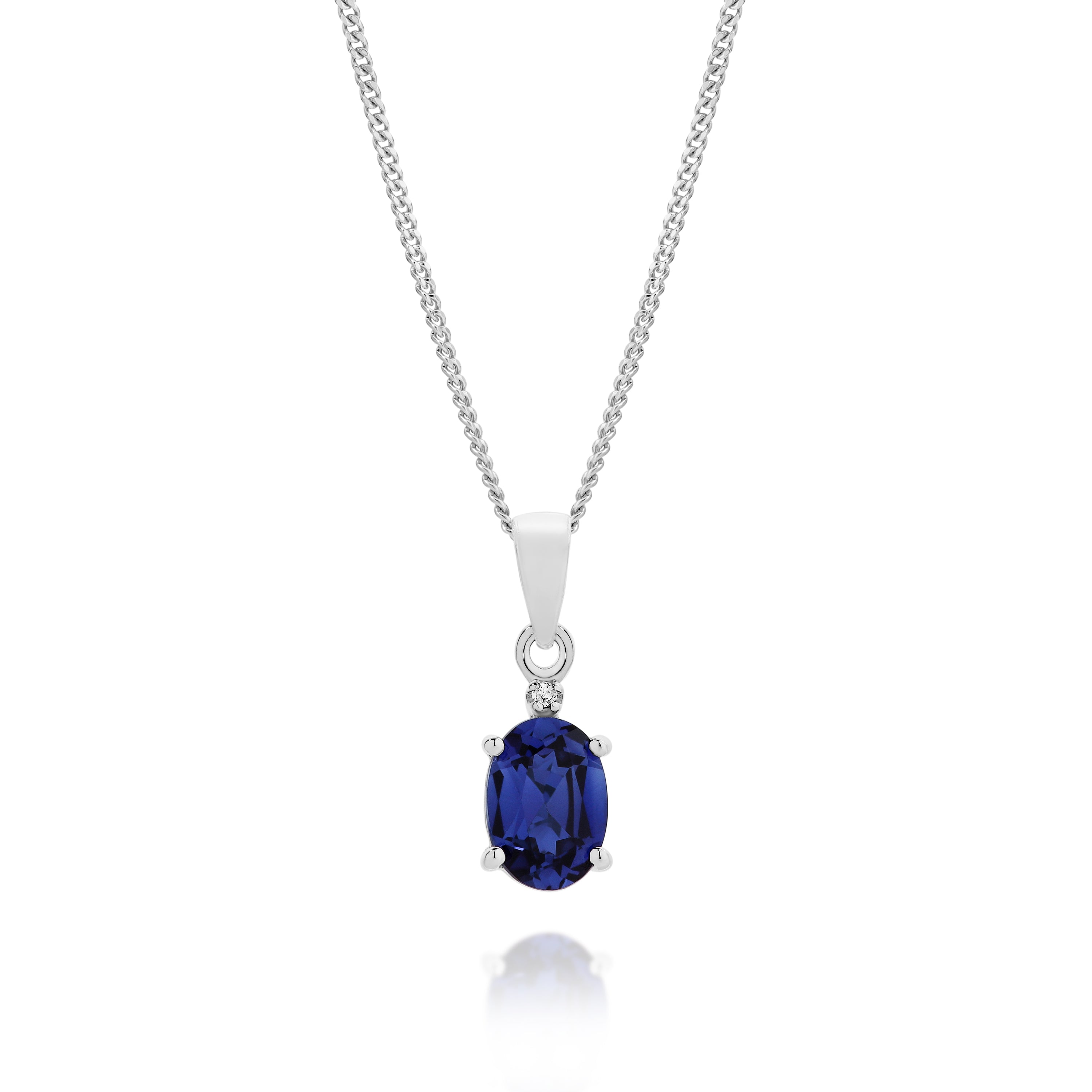 Silver cr sapphire & diamond pendant