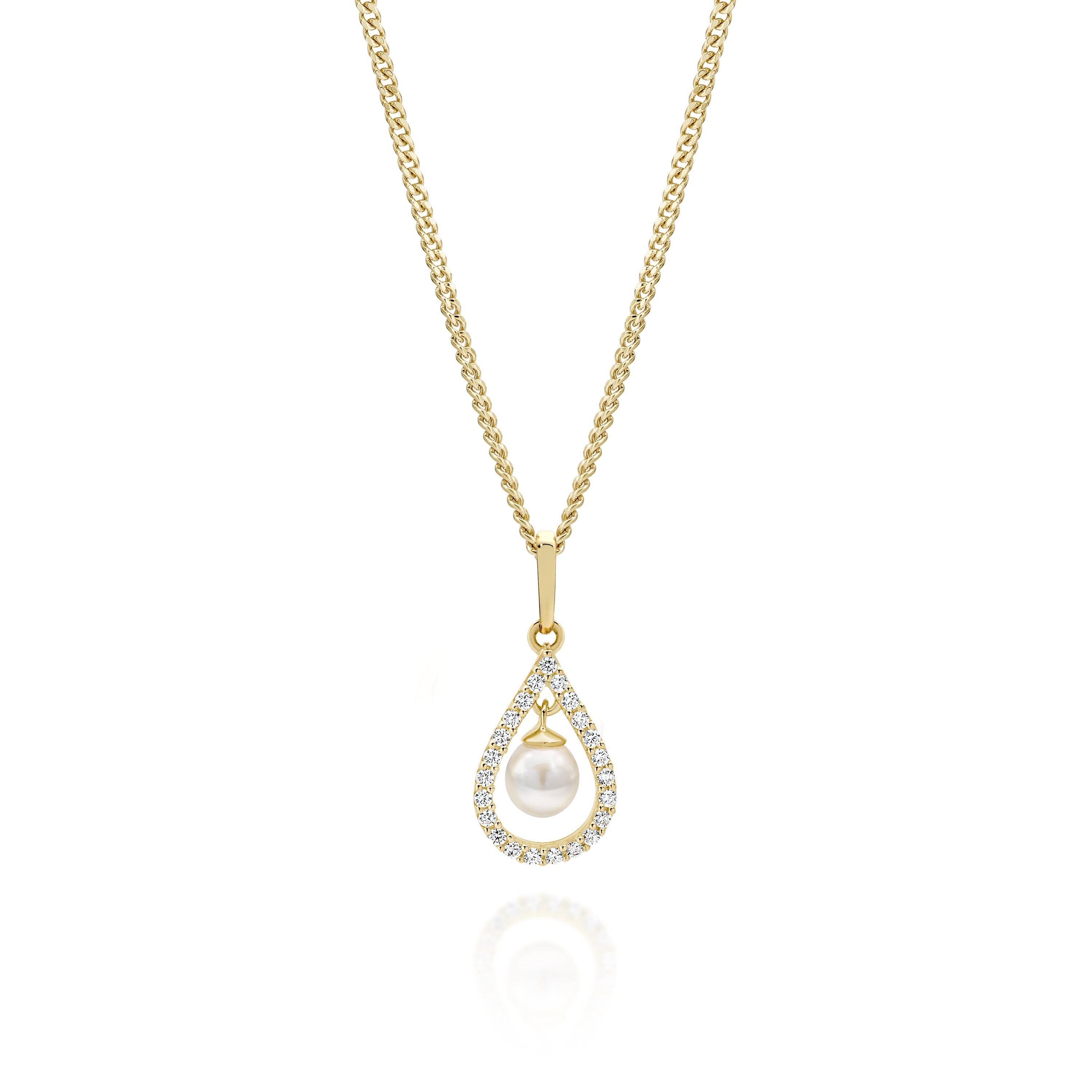 9ct gold tear drop pearl pendant
