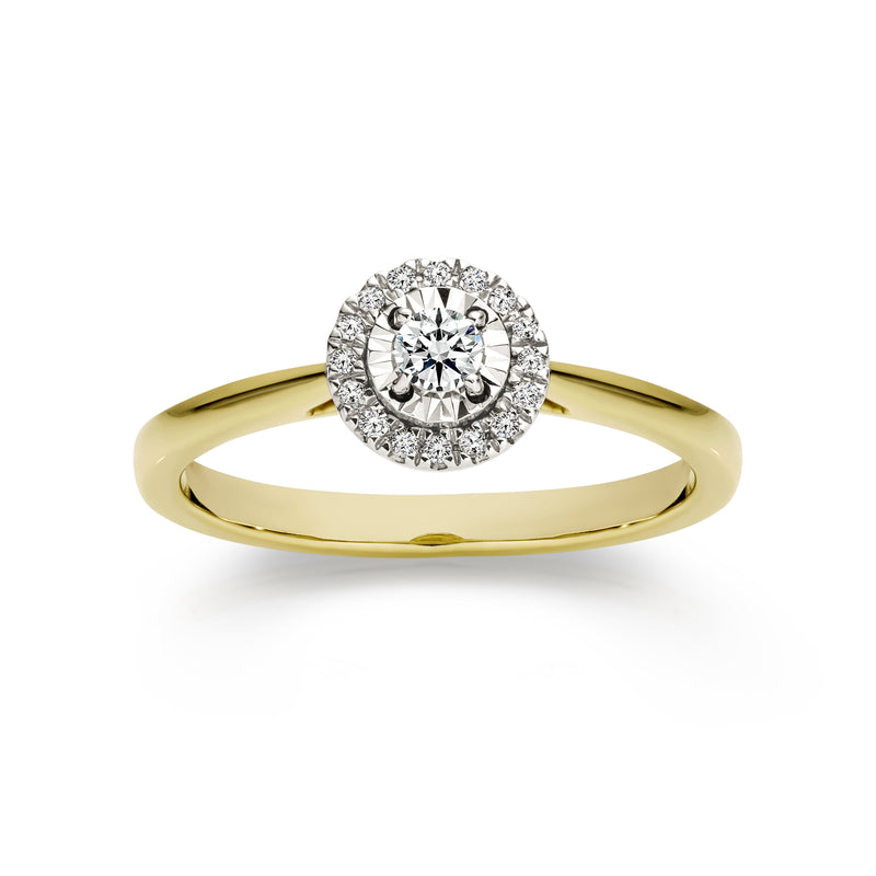 9ct 0.16ct diamond halo ring