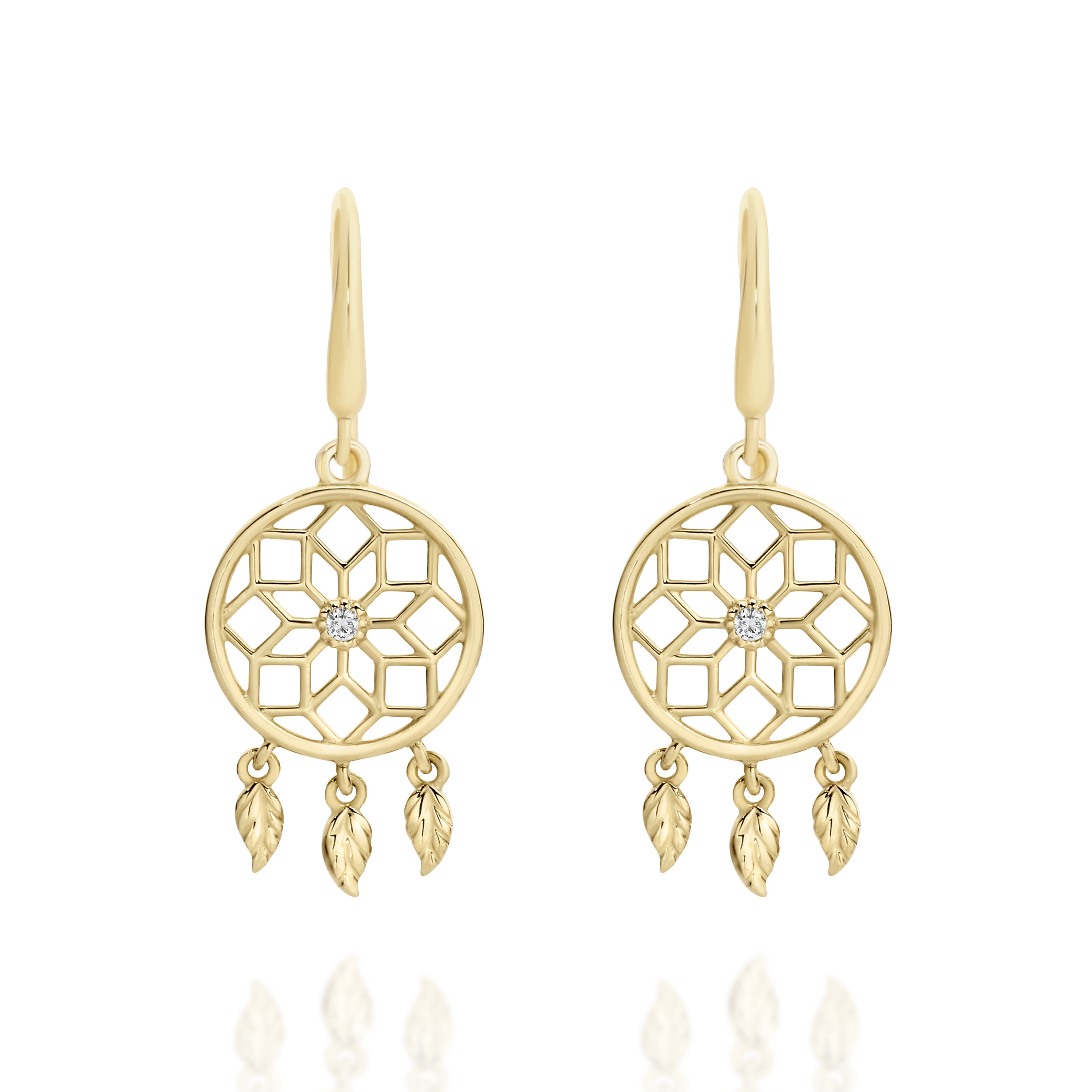 9ct gold dream catcher earrings