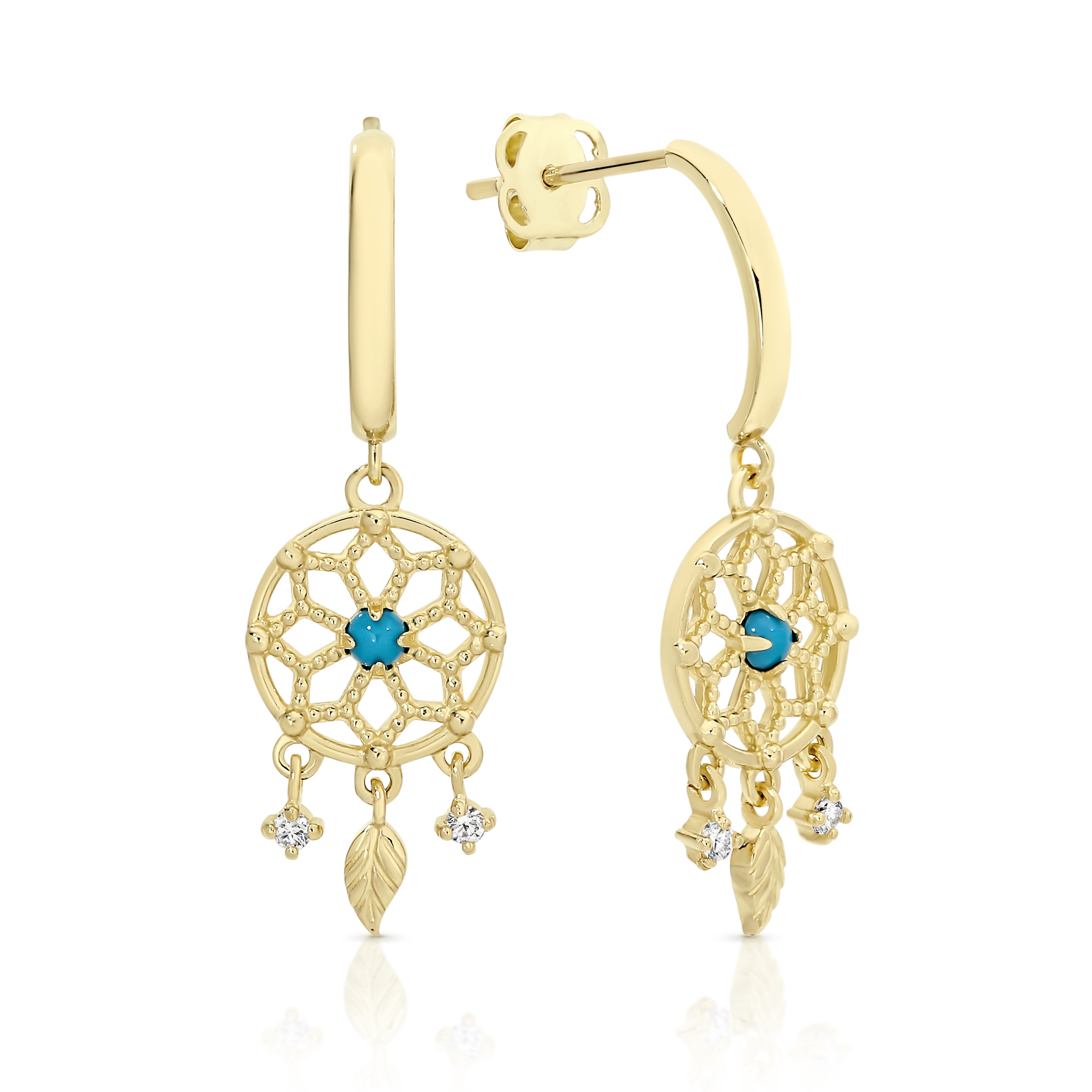 9ct gold dream catcher earrings
