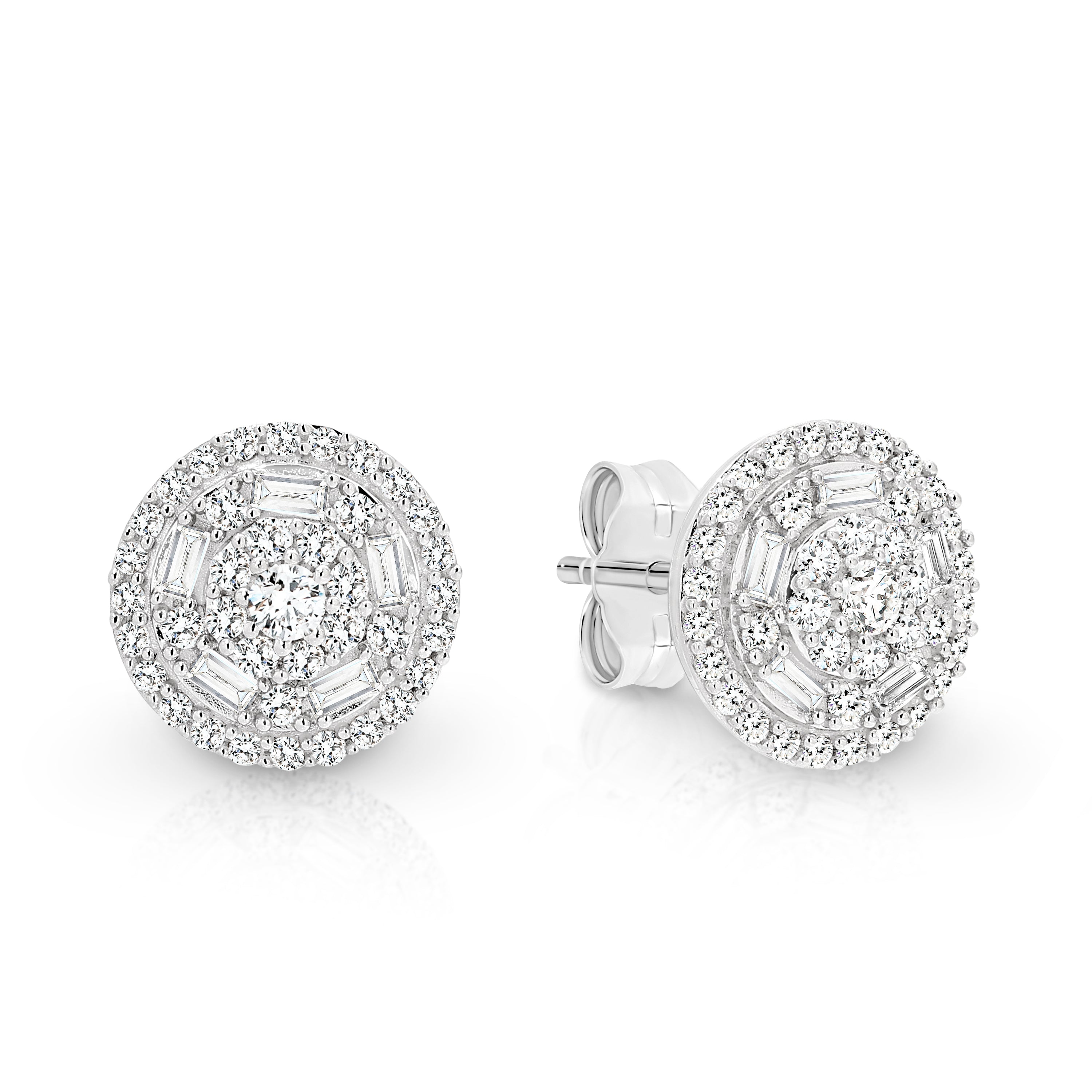9ct white gold 0.50ct diamond cluster studs