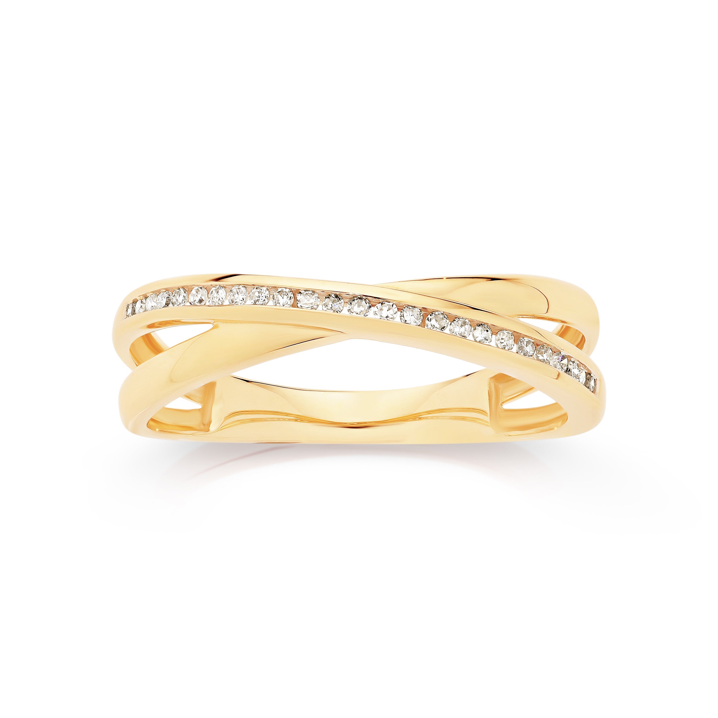 9ct 0.10ct diamond crossover ring