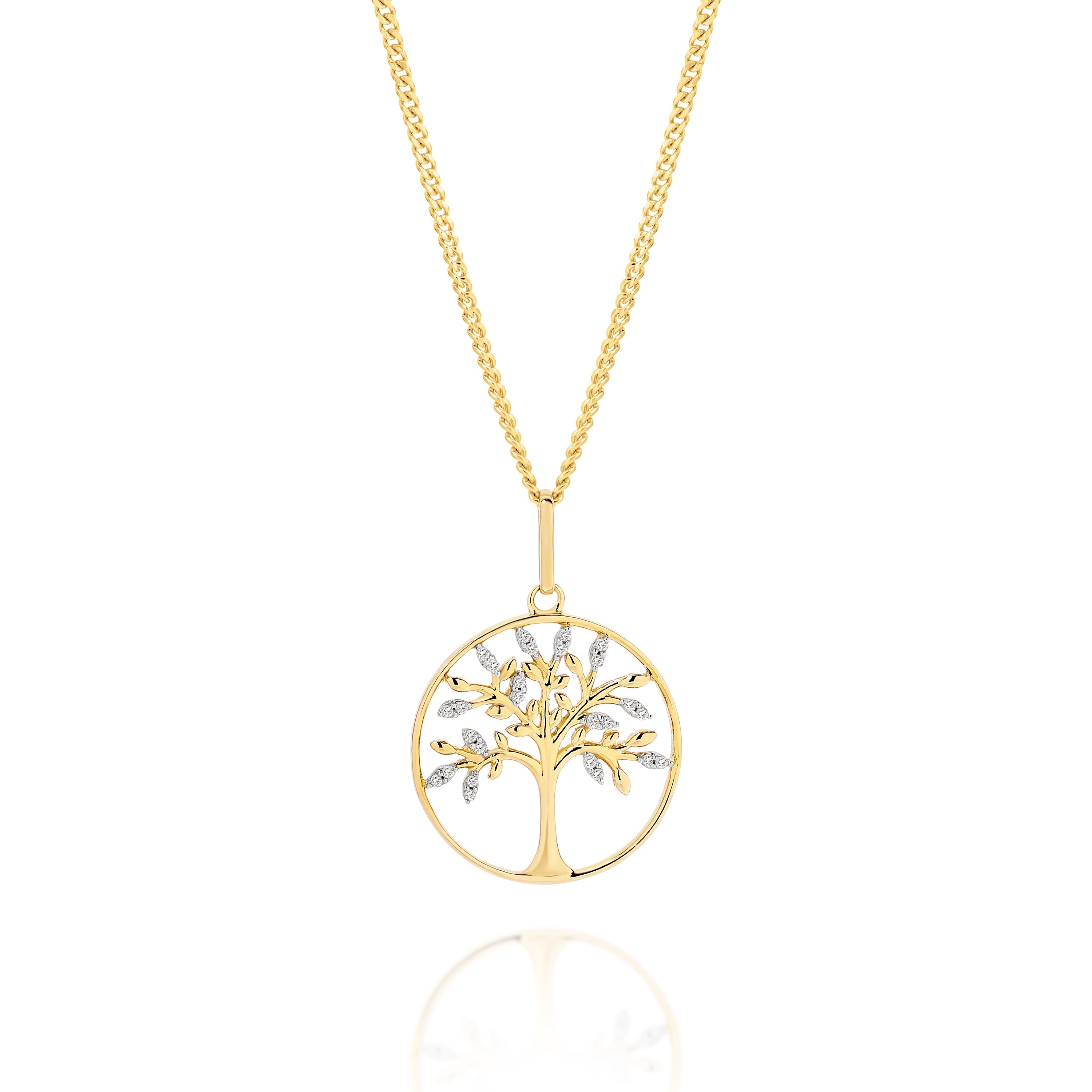 9ct 0.05ct diamond tree of life pendant