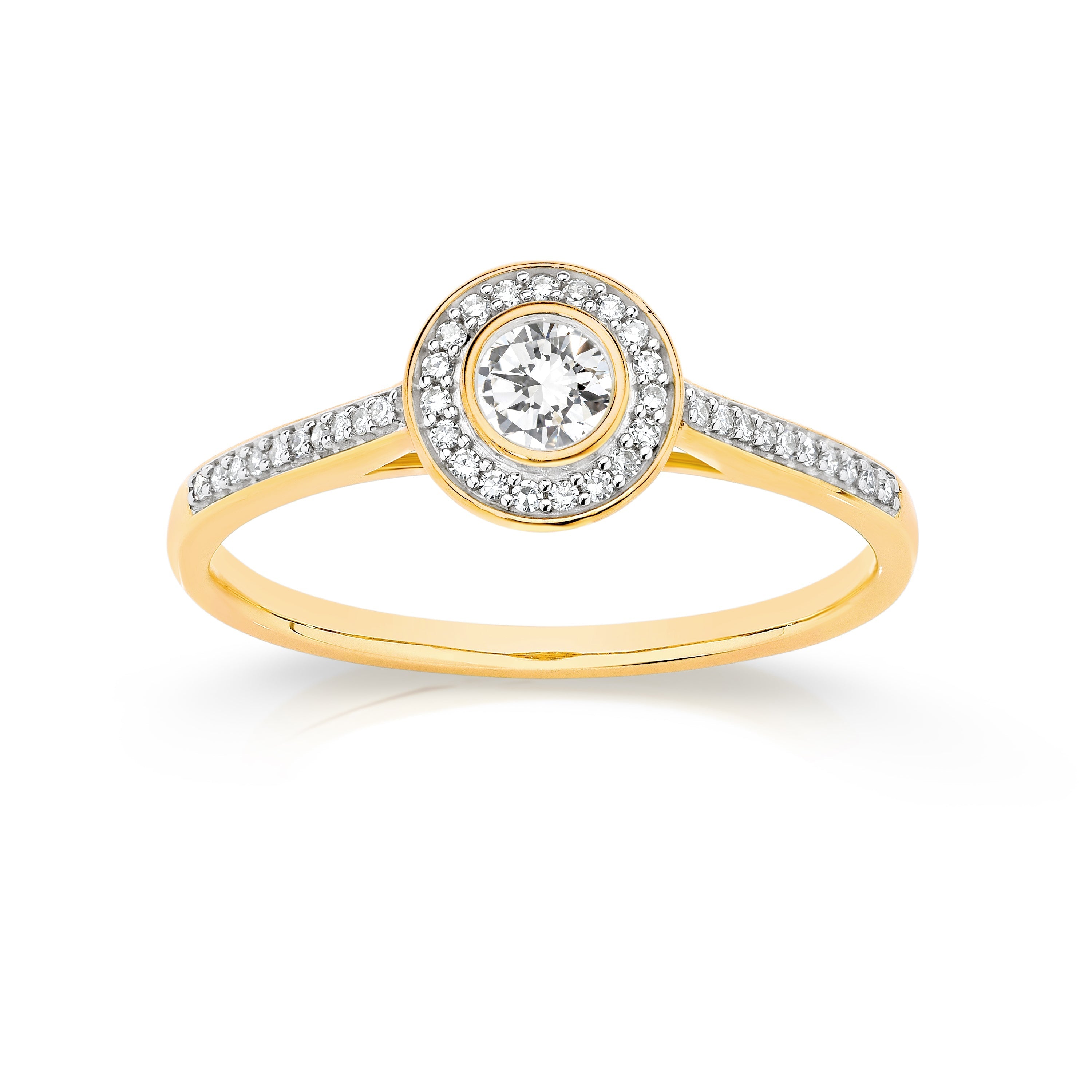 9ct 0.30ct diamond bezel set ring