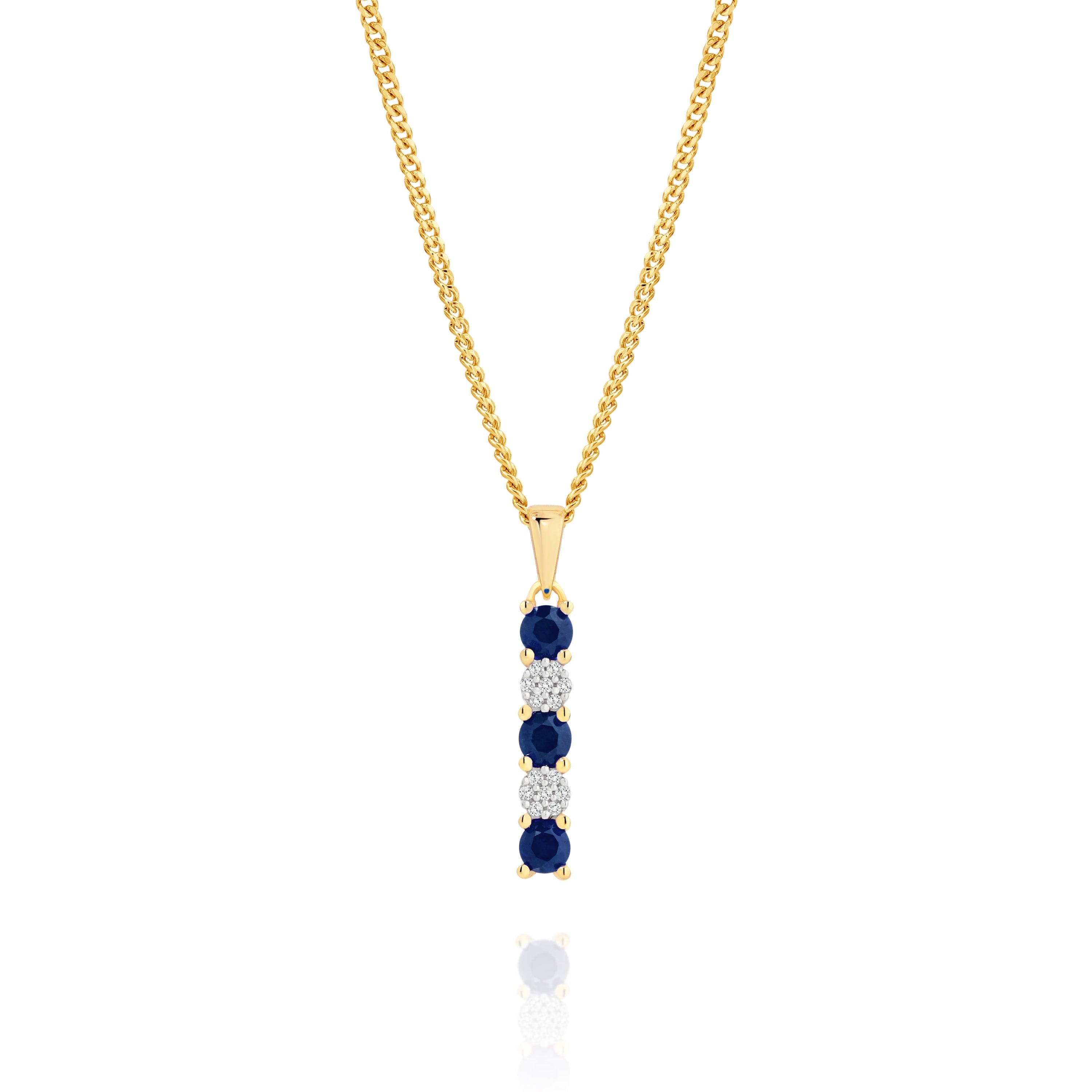 9ct blue sapphire & diamond cluster pendant