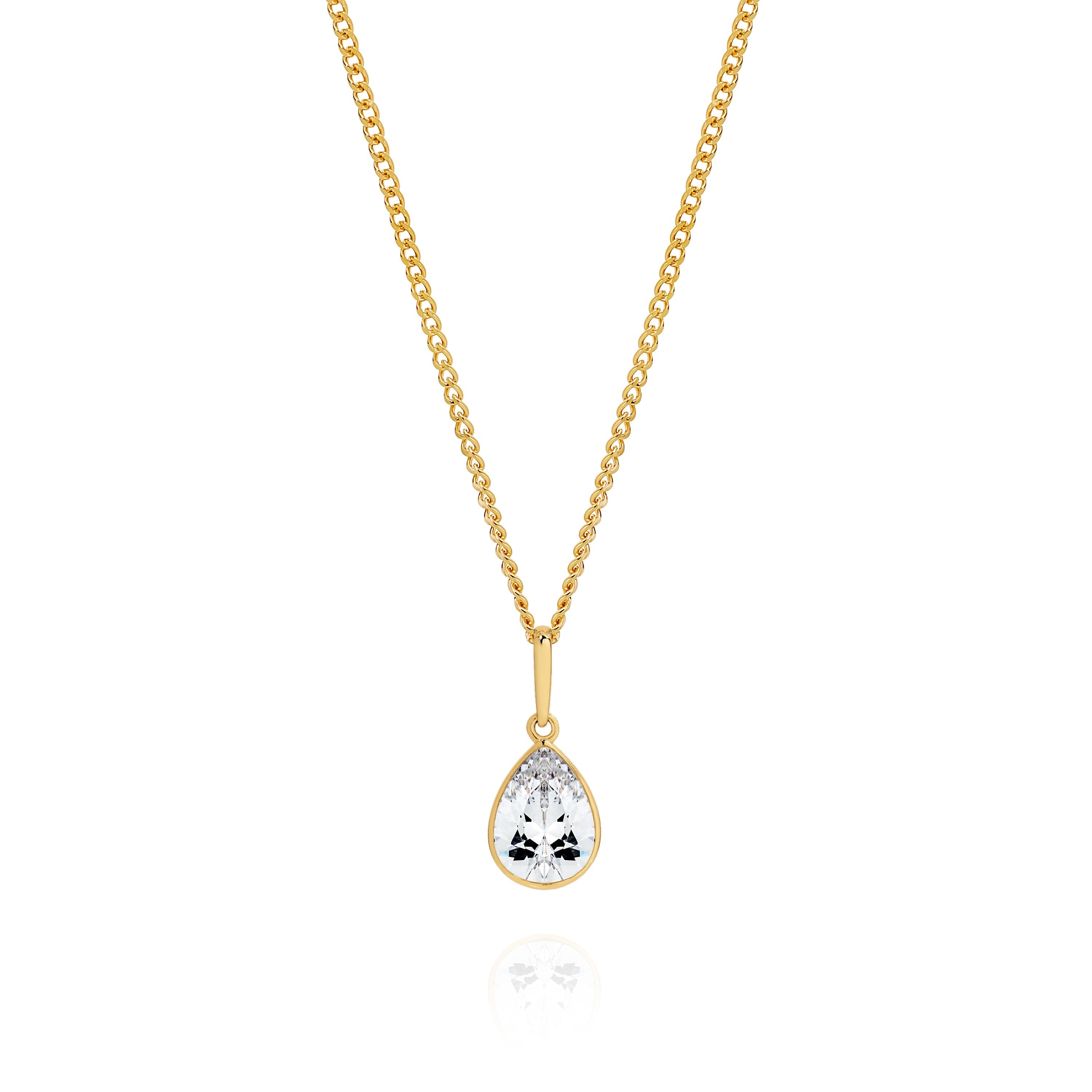 9ct cubic zirconia pear bezel pendant