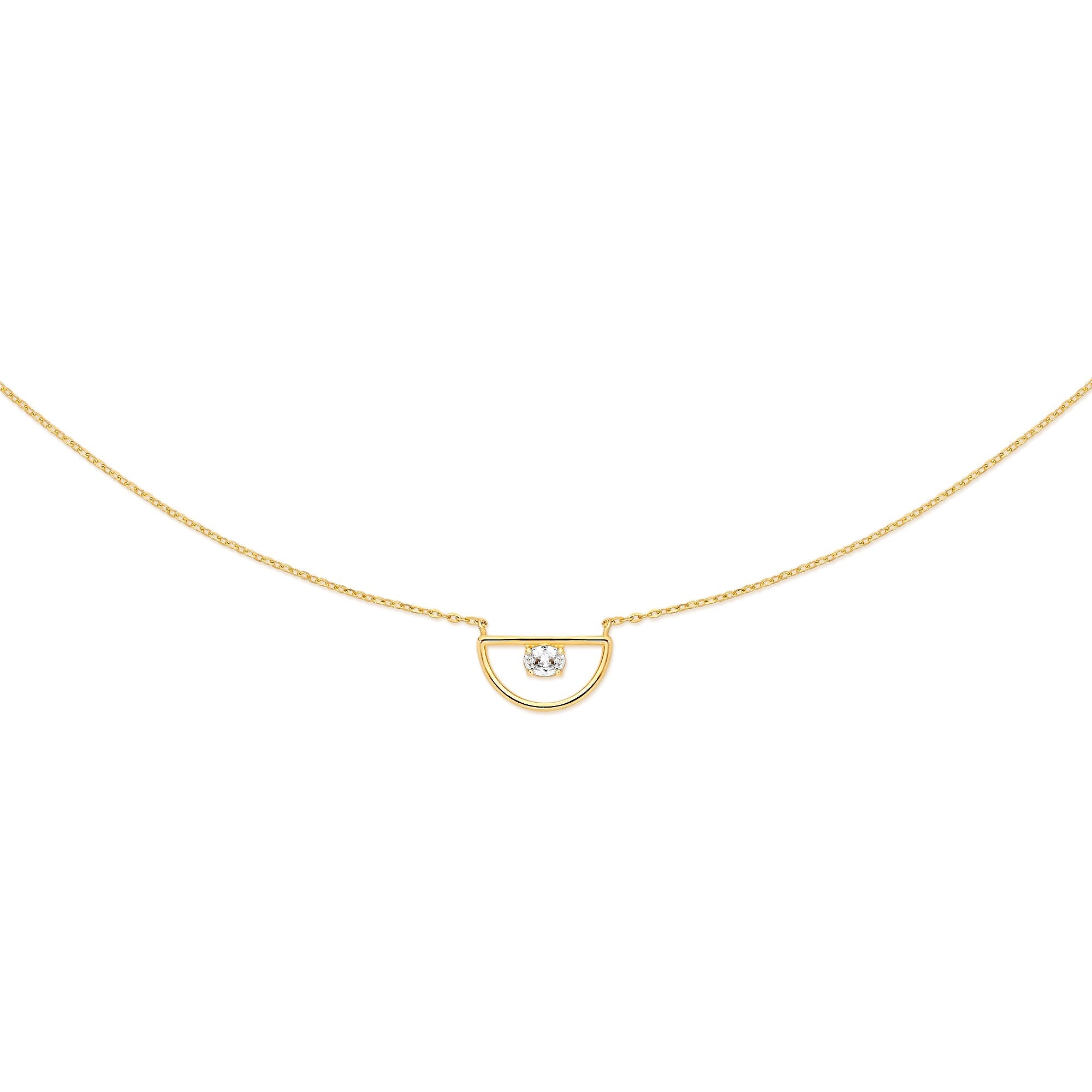 9ct claw set cubic zirconia half circle necklet