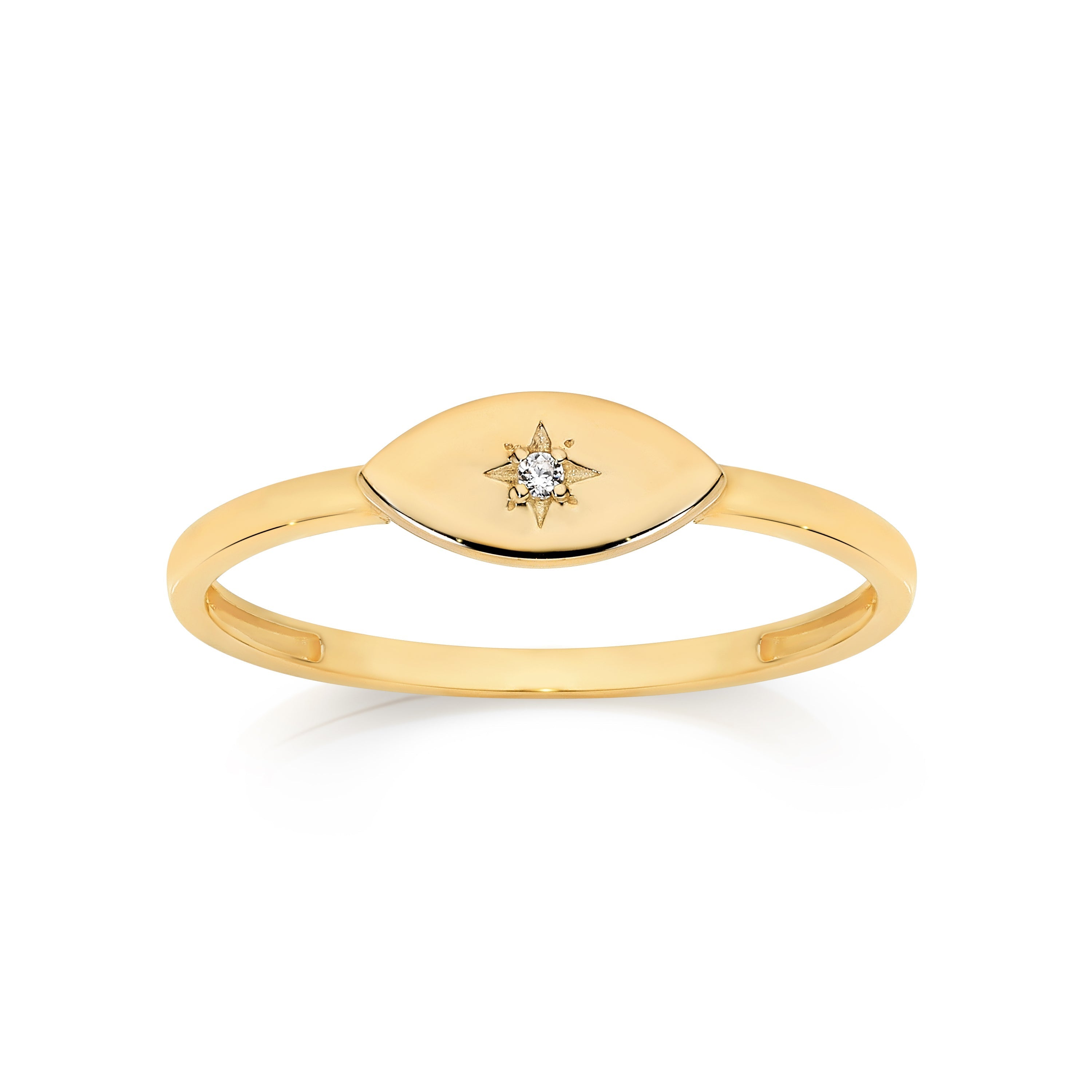 9ct signet ring with star set cubic zirconia