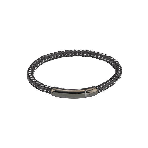 Cudworth Steel & Leather Bracelet With Stainless Steel Clasp