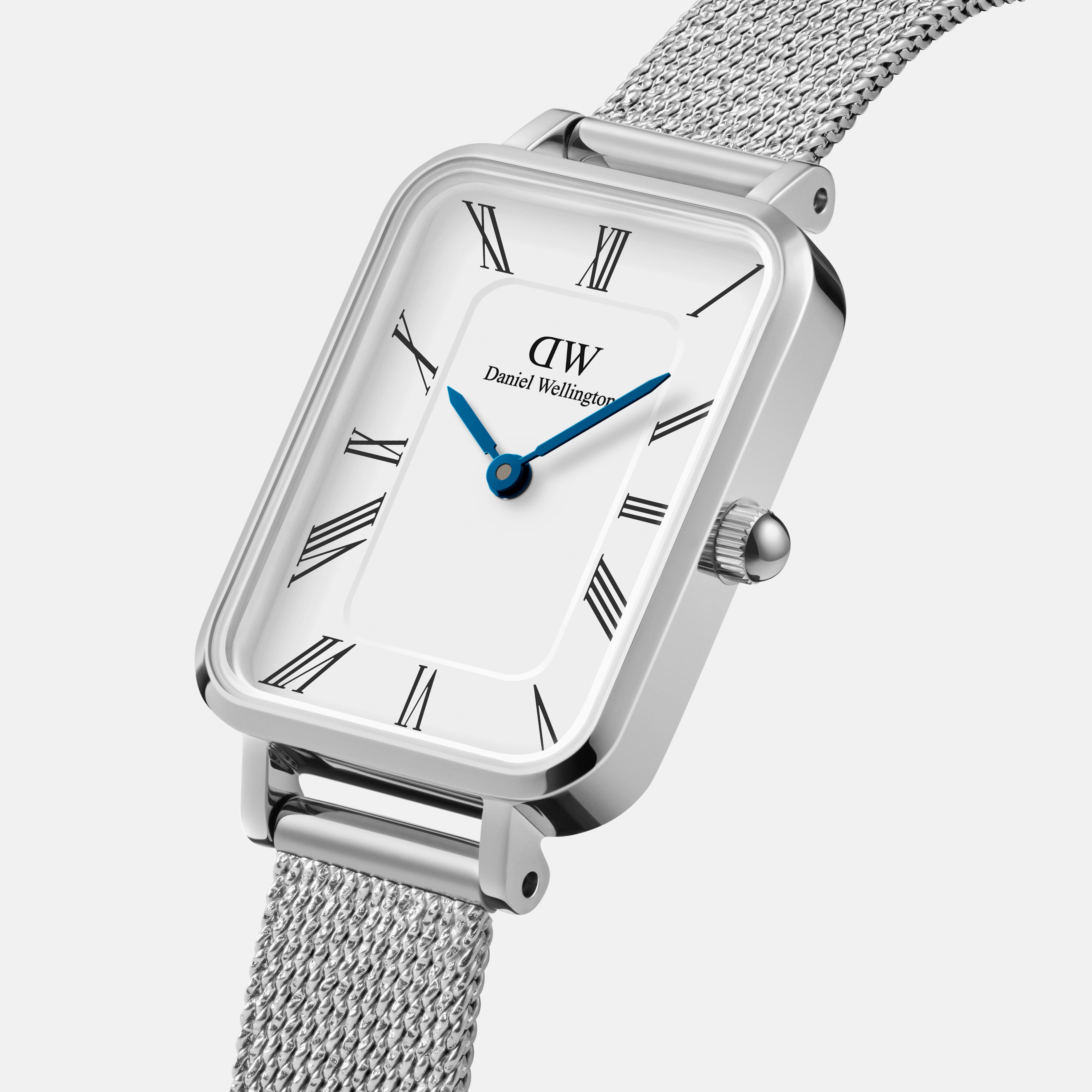 Daniel Wellington Quadro Roman Numerals 20x26 Sterling Silver White Watch