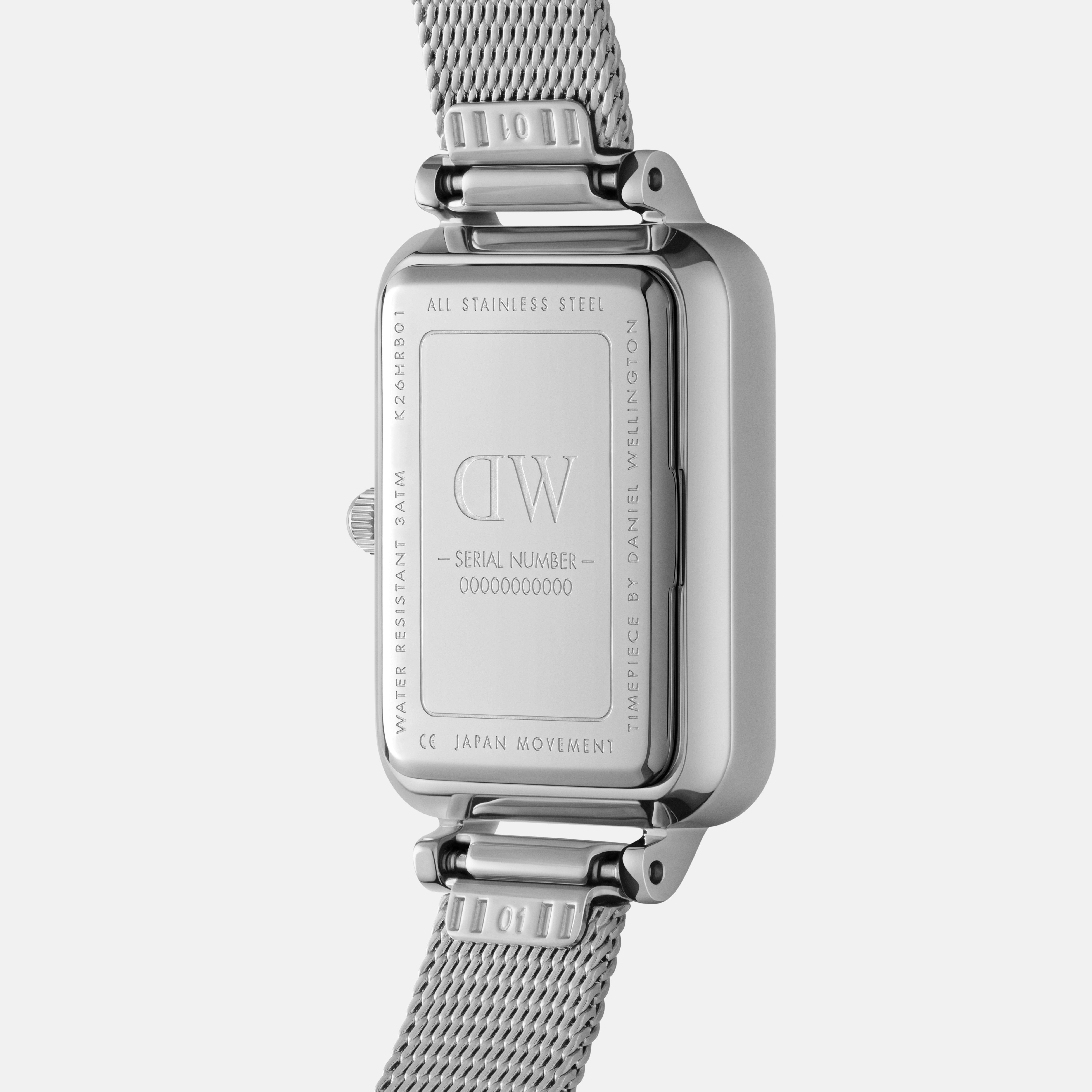 Daniel Wellington Quadro Roman Numerals 20x26 Sterling Silver White Watch