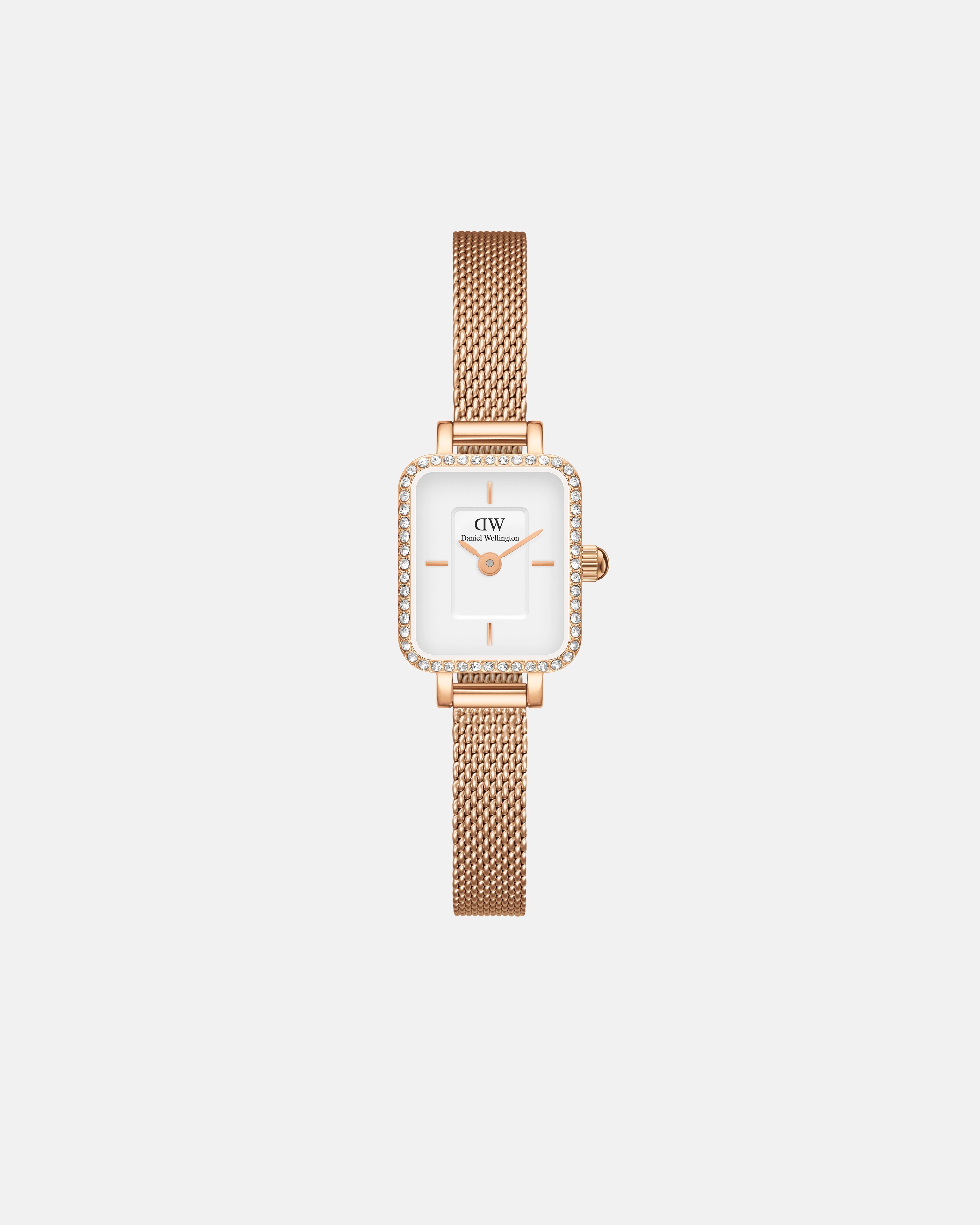 Daniel Wellington Quadro Mini Bezel Lumine 15x18 Melrose Rose Gold White Watch