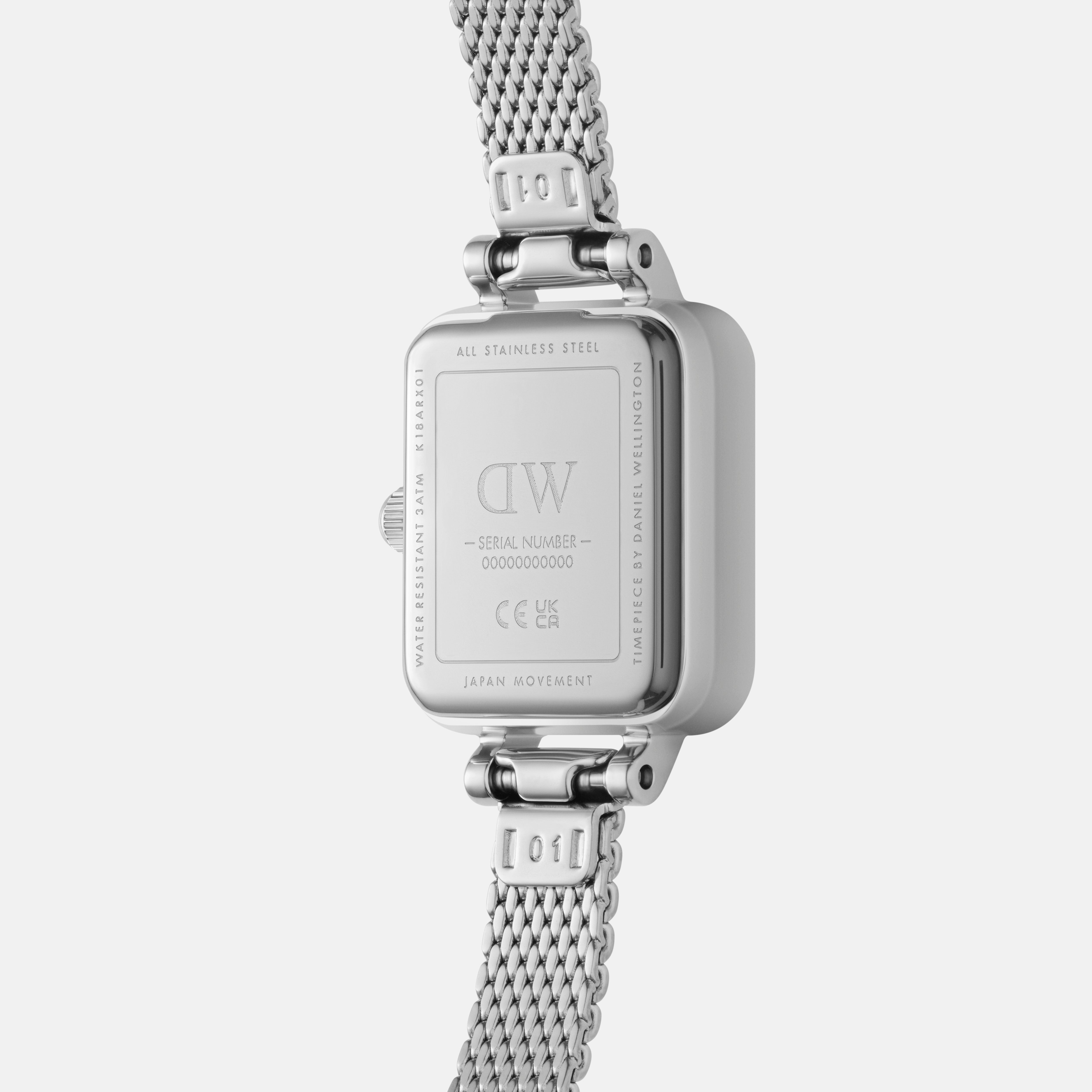 Daniel Wellington Quadro Mini Bezel Lumine 15x18 Sterling Silver White Watch