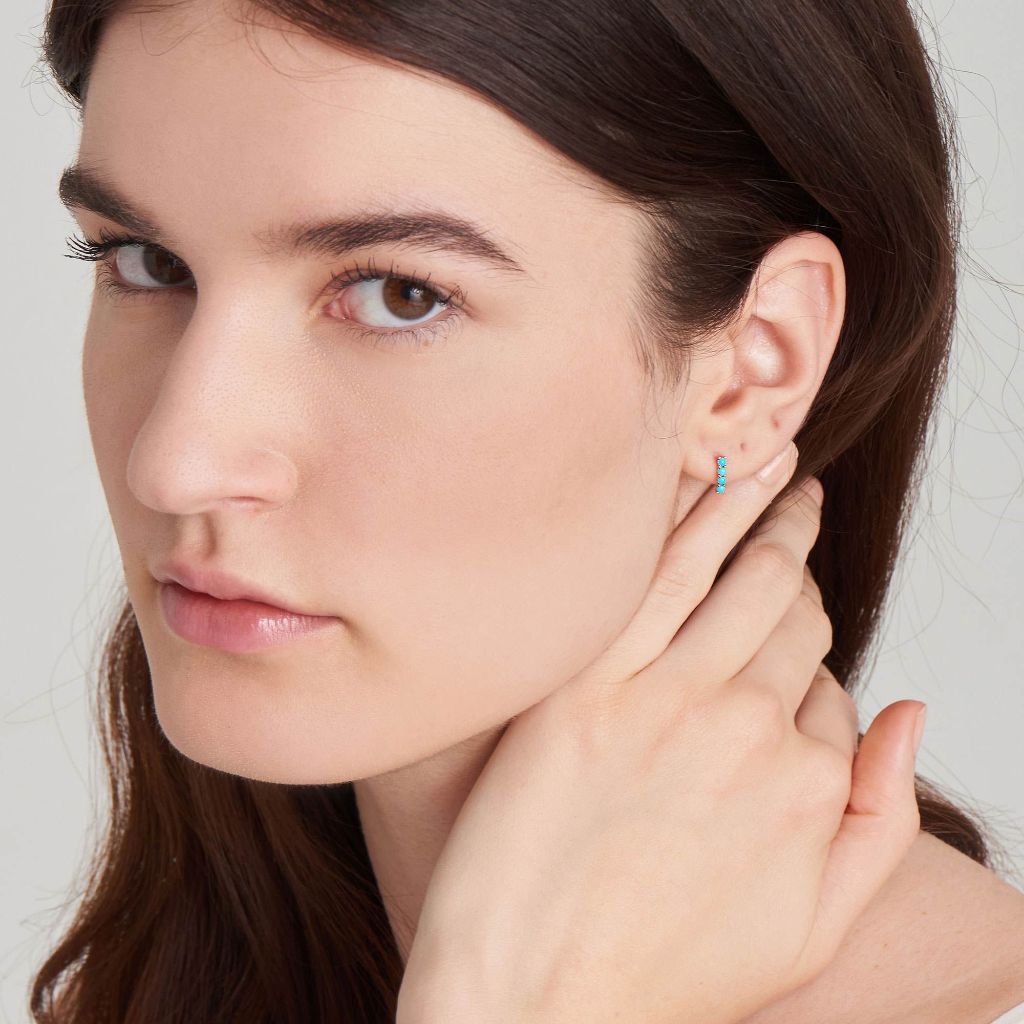 Ania Haie 14ct Gold Turquoise Cabochon Bar Stud Earrings