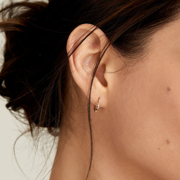 Ania Haie 14ct Gold Stargazer Natural Diamond Huggie Hoop Earrings